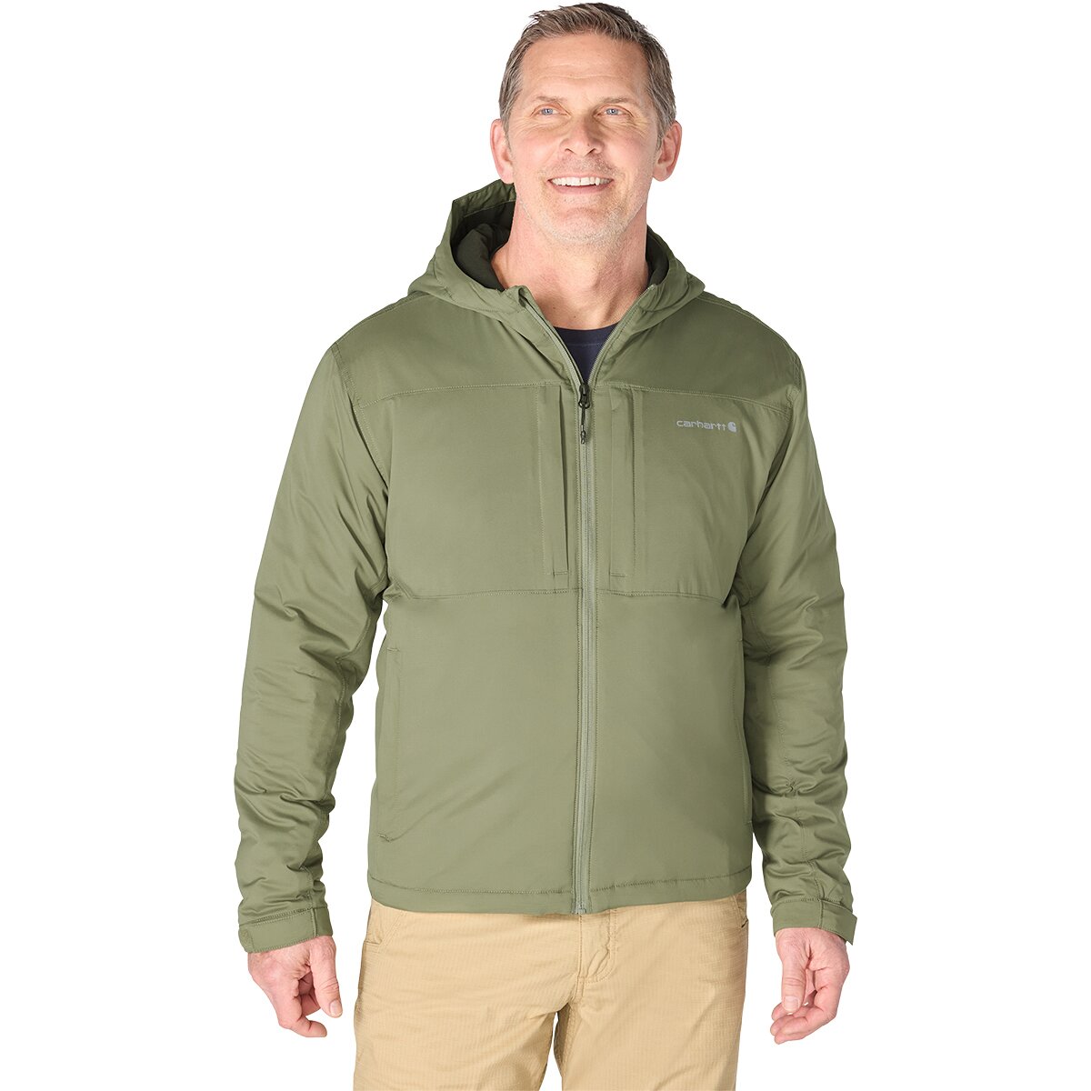 Image of Carhartt Rugged Flex Relaxed LW Stretch Insulated Jacket - Men's Dusty Olive, XL