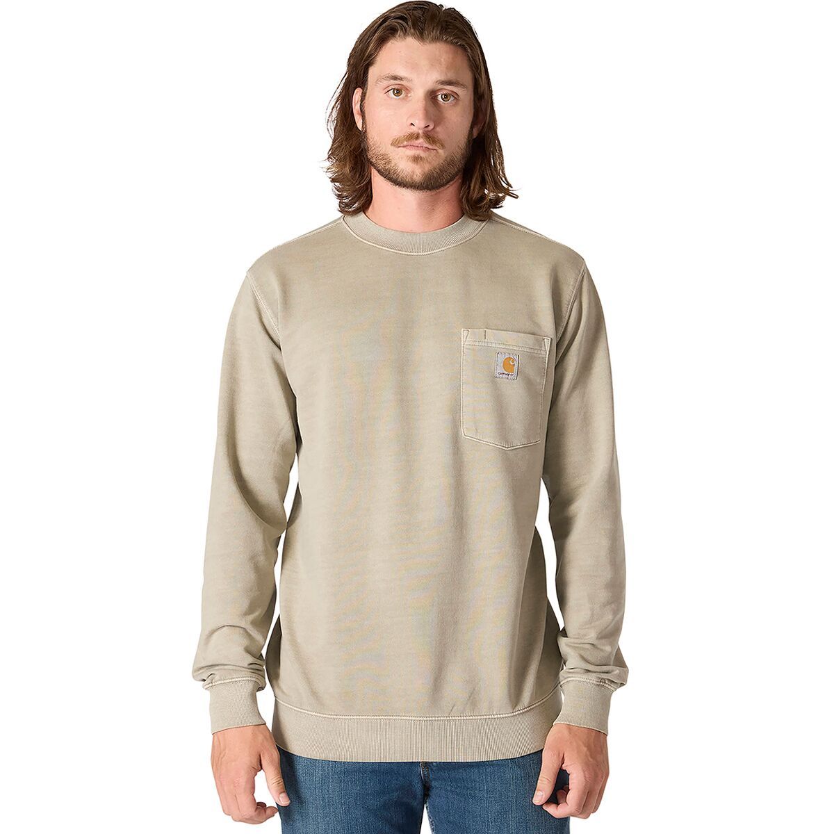 Image of Carhartt Relaxed MW Garment French Terry Crew Pkt Sweatshirt - Men's Greige, XXL