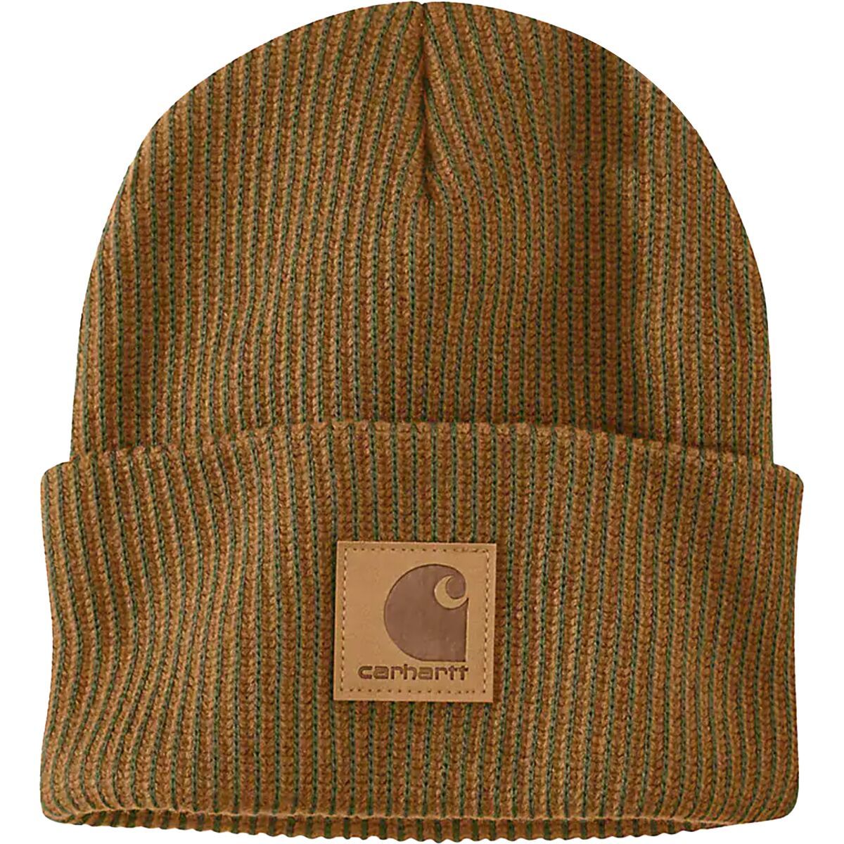 Image of Carhartt Knit Cuffed Plaited Beanie Carhartt Brown/Dark Bronzed Green, One Size