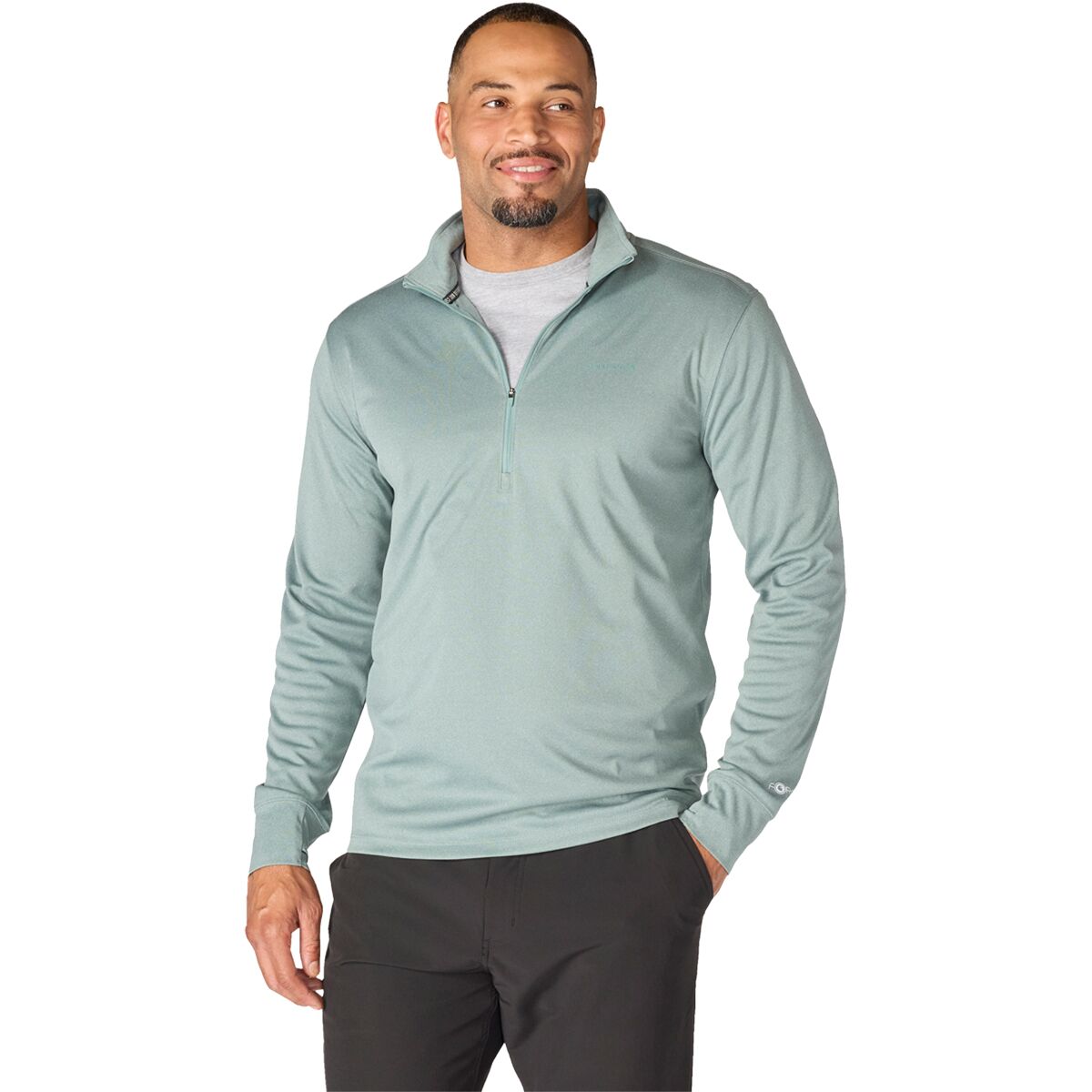 Image of Carhartt Force Sun Defender Relaxed 1/2-Zip Shirt - Men's Green Slate Heather, XXL