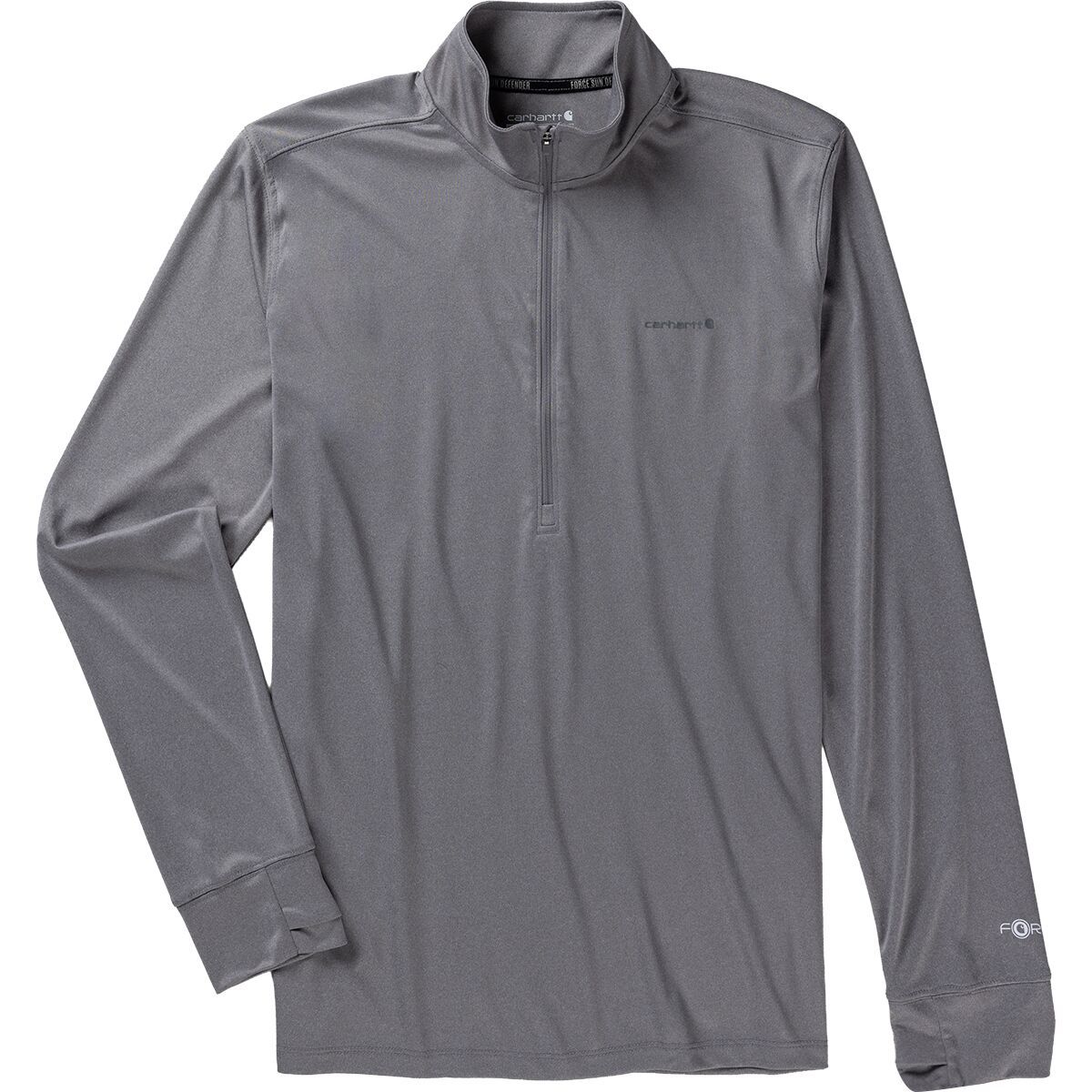 Image of Carhartt Force Sun Defender Relaxed 1/2-Zip Shirt - Men's Steel Heather, M