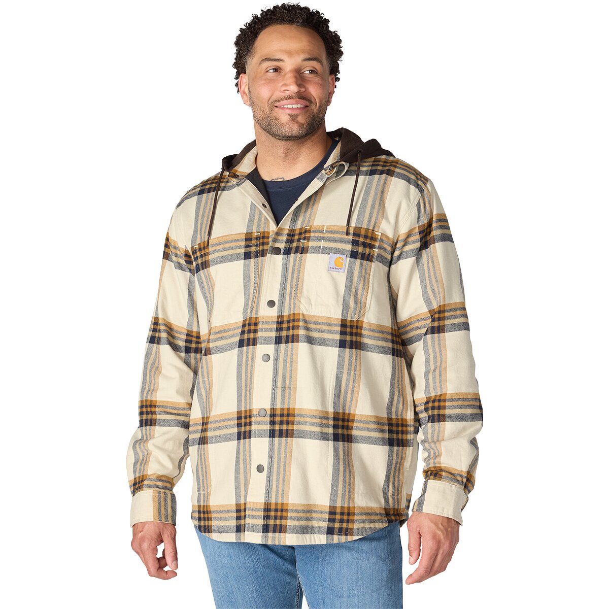 Image of Carhartt Hamilton Plaid Shirt Jacket - Men's Cobblestone, M