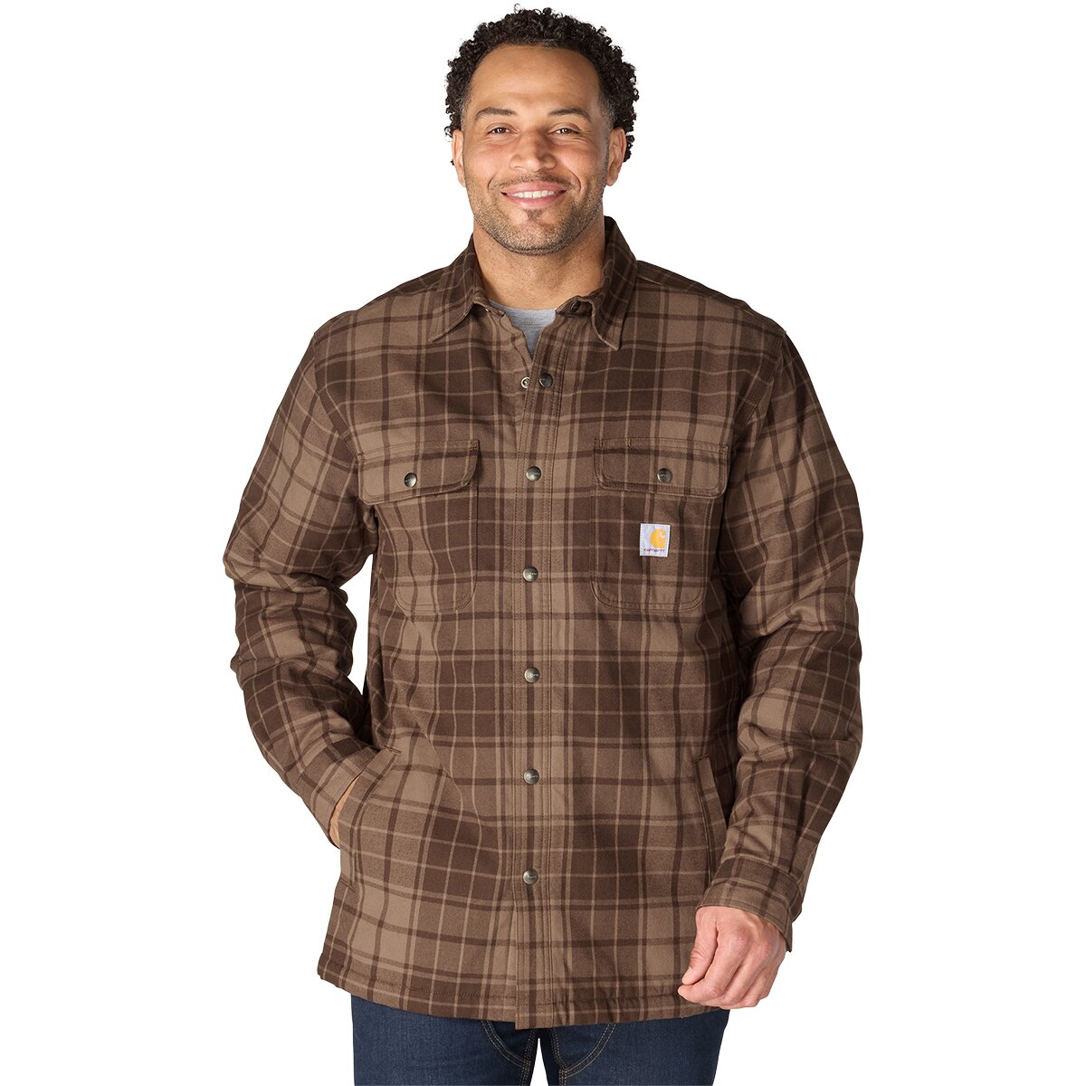 Image of Carhartt Hubbard Plaid Shirt Jacket - Men's Dark Clove, XXL