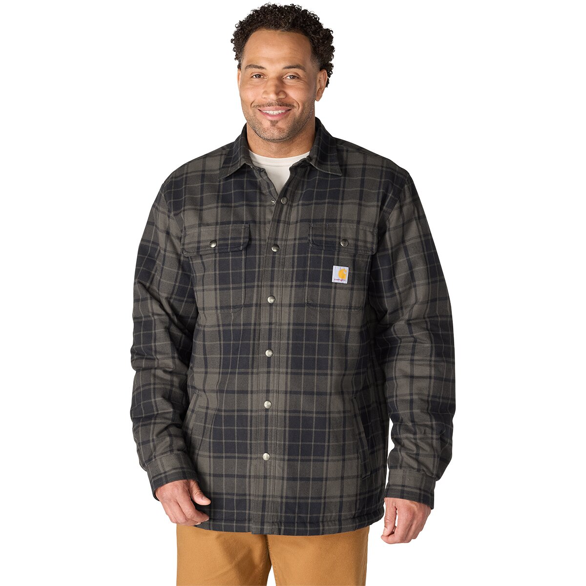 Image of Carhartt Hubbard Plaid Shirt Jacket - Men's Navy/Shadow, XL
