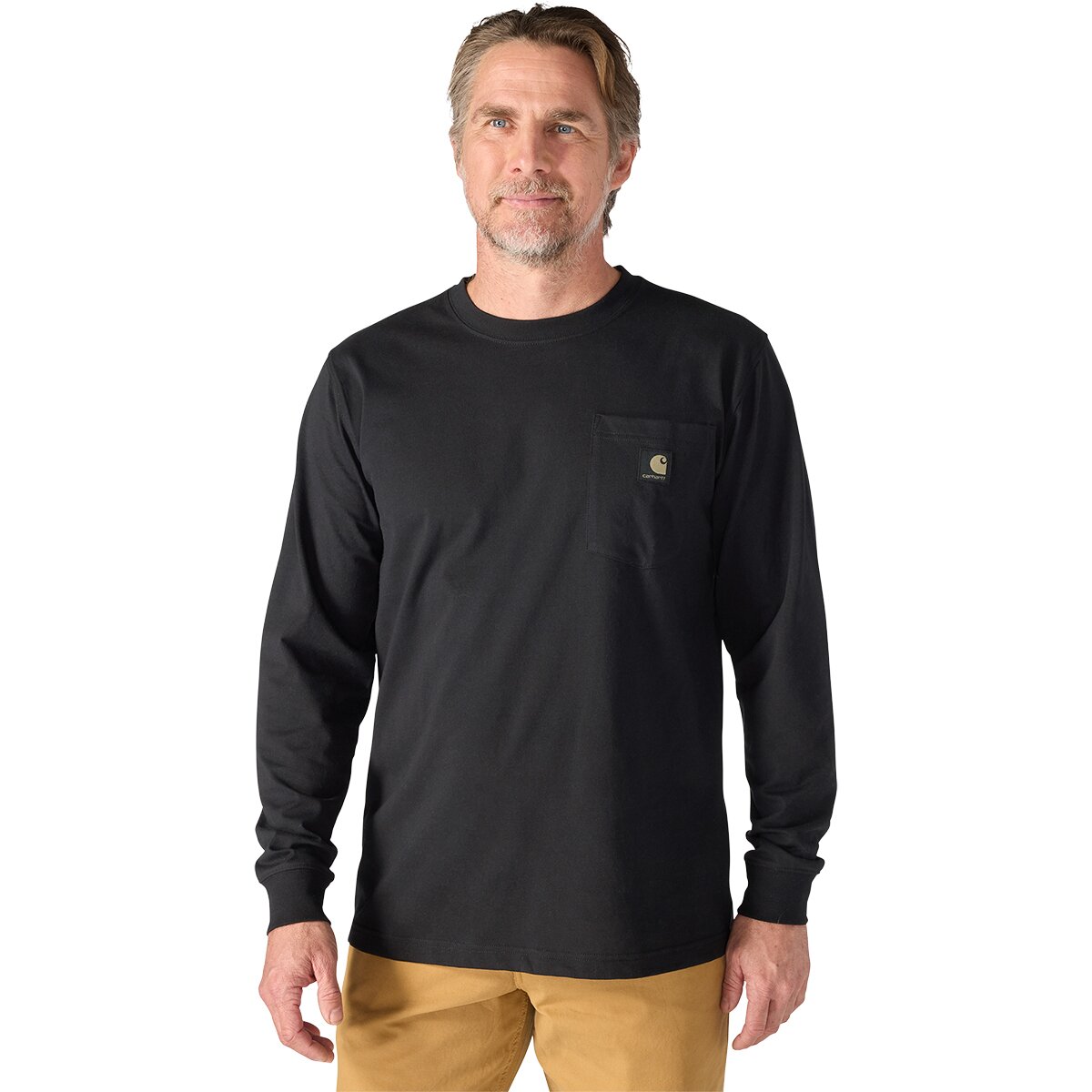Image of Carhartt Irvine Relaxed Camo Badge LS T-Shirt - Men's Black, XL