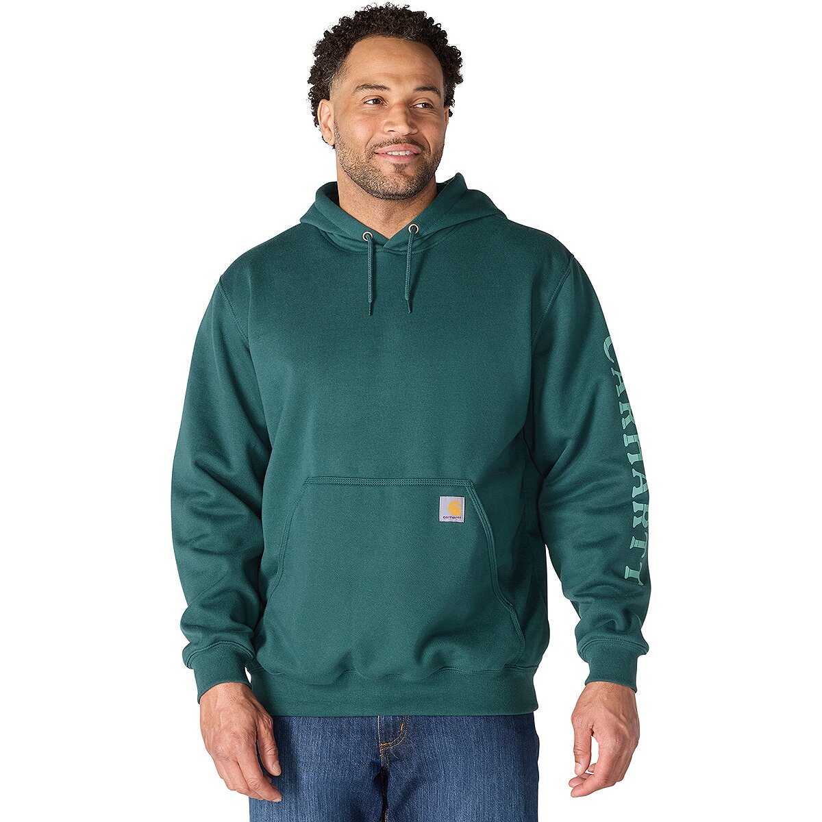 Image of Carhartt Paxton 1889 Graphic Sweatshirt - Men's Dark Harbor Teal, XL