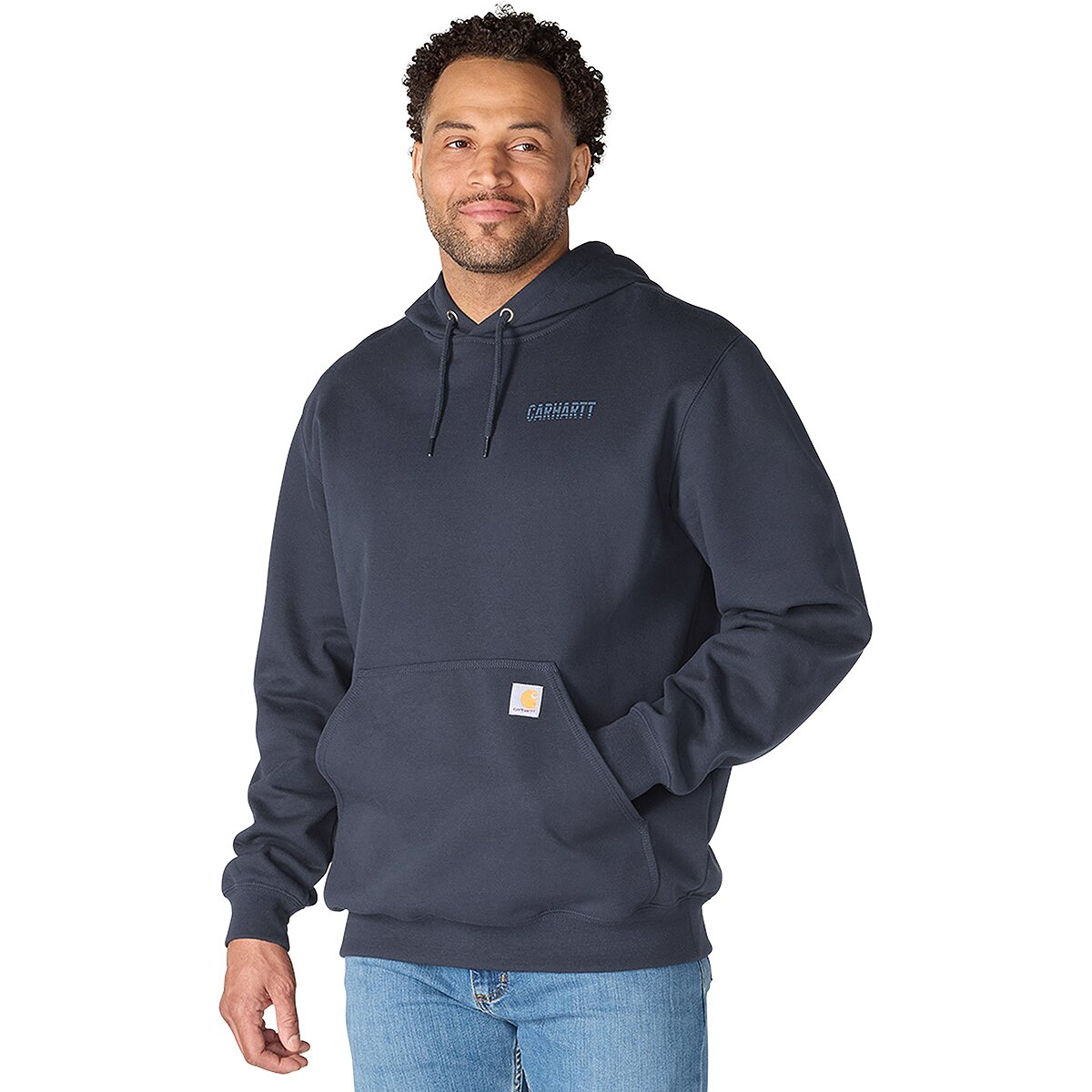 Image of Carhartt Paxton Logo Graphic Sweatshirt - Men's New Navy, M