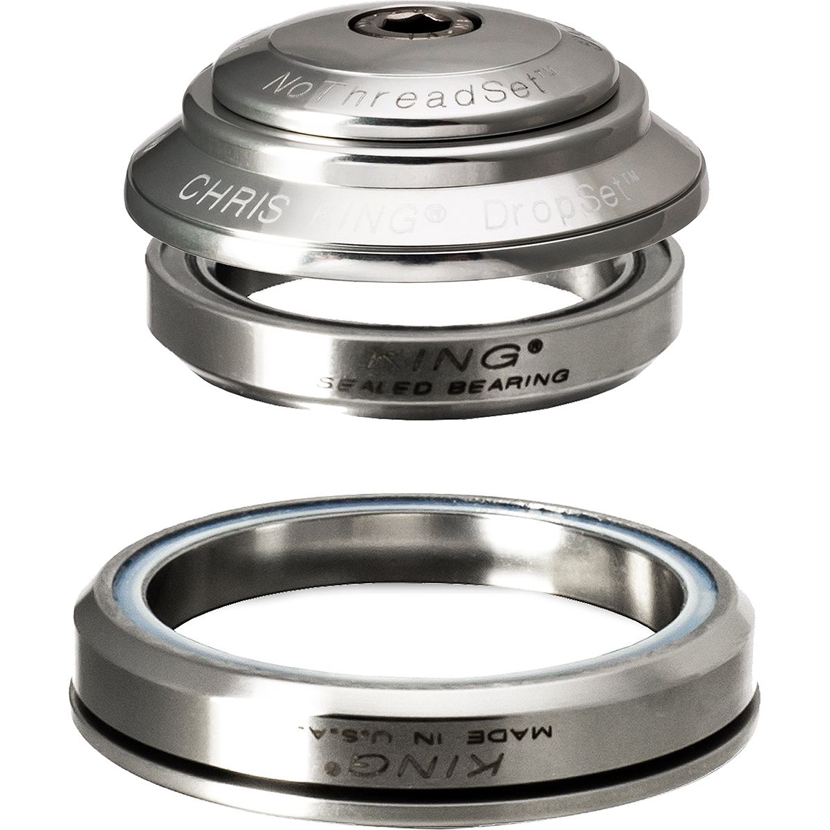 Image of Chris King DropSet 2 Headset Silver, 42mm Upper/52mm Lower