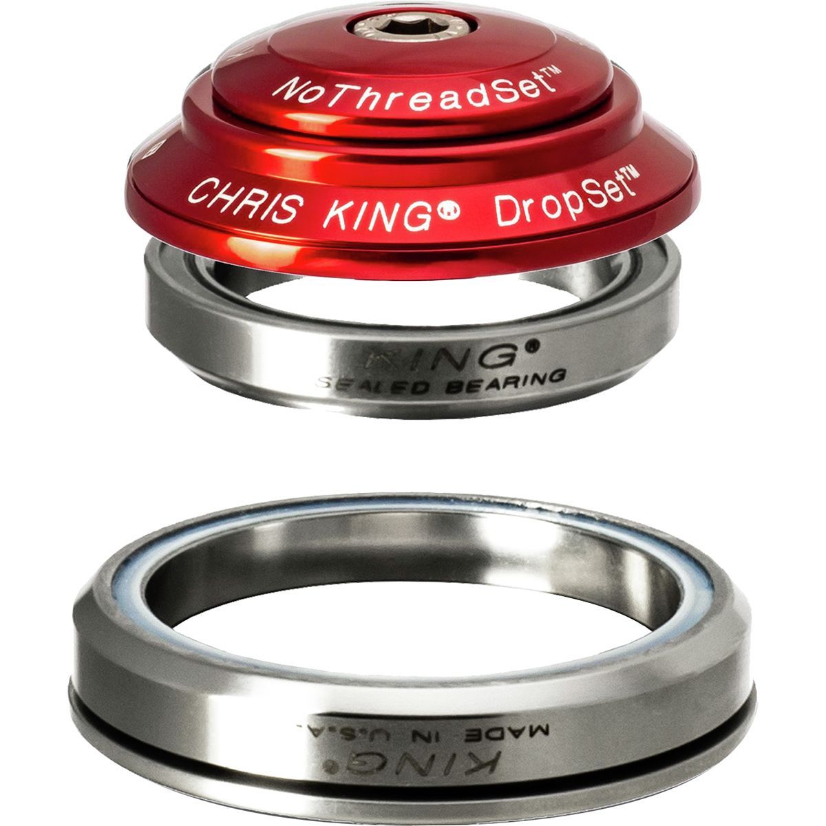 Image of Chris King DropSet 3 Headset Red, 41mm Upper/52mm Lower