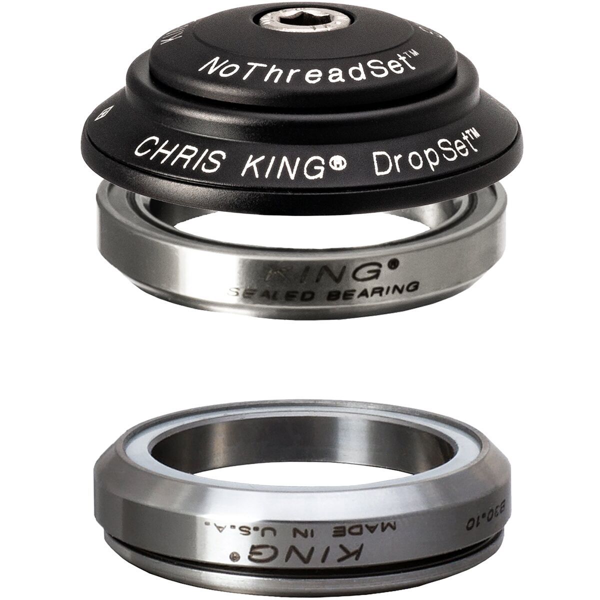 Image of Chris King Dropset 4 Headset Matte Jet, 42mm Upper/42mm Lower