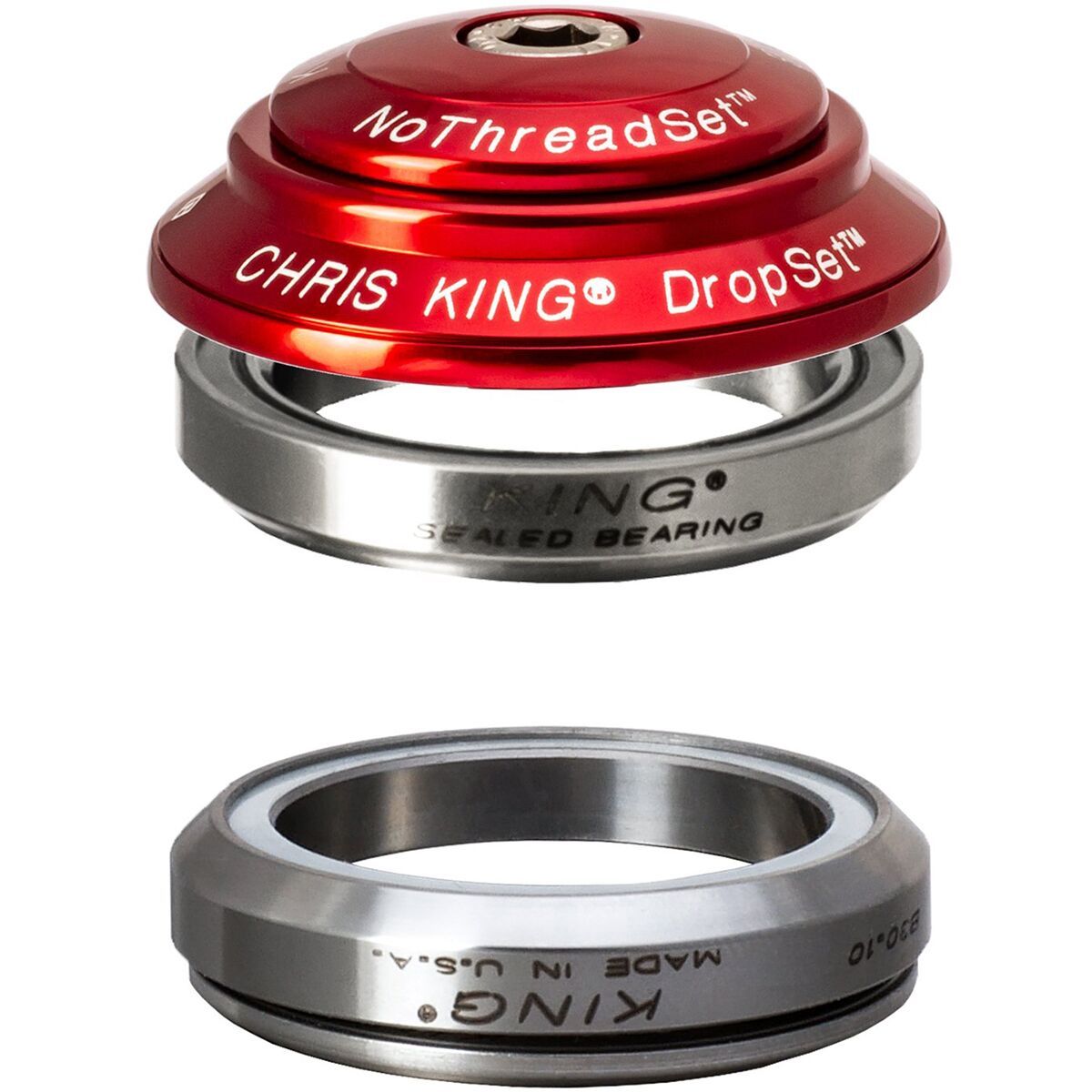 Image of Chris King Dropset 4 Headset Red, 42mm Upper/42mm Lower