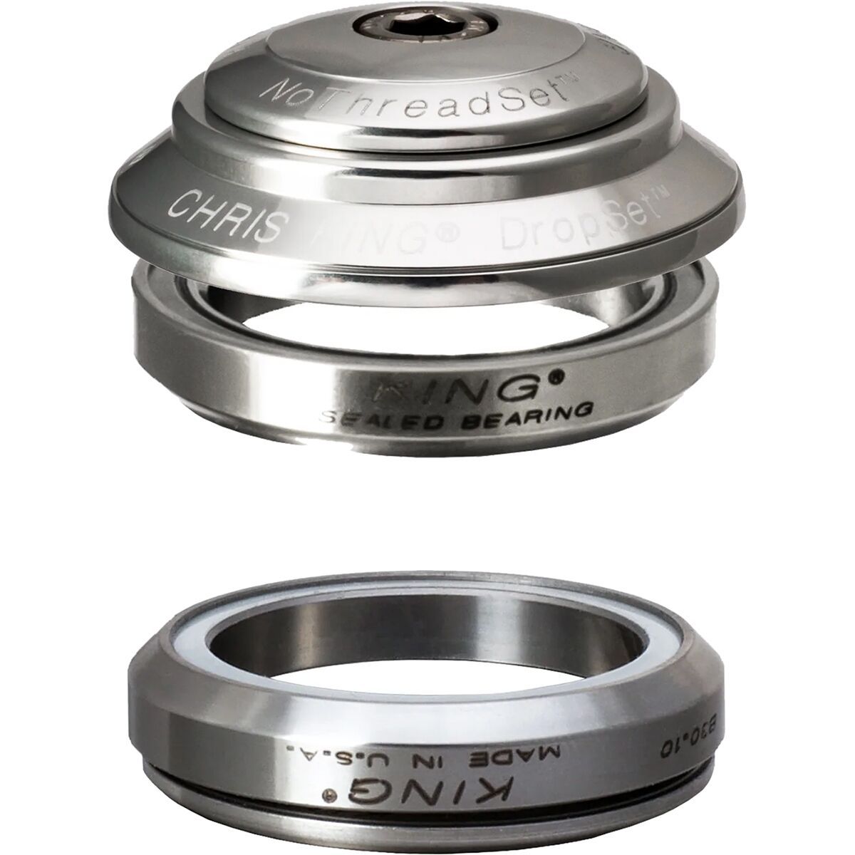 Image of Chris King Dropset 4 Headset Silver, 42mm Upper/42mm Lower