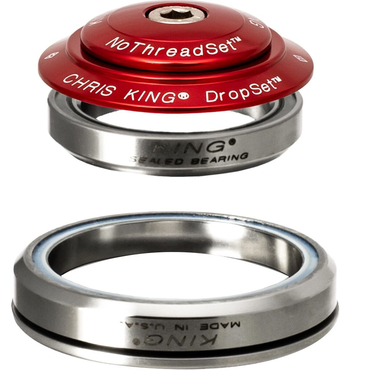 Image of Chris King DropSet 5 Headset Red, 42mm Upper/52mm Lower