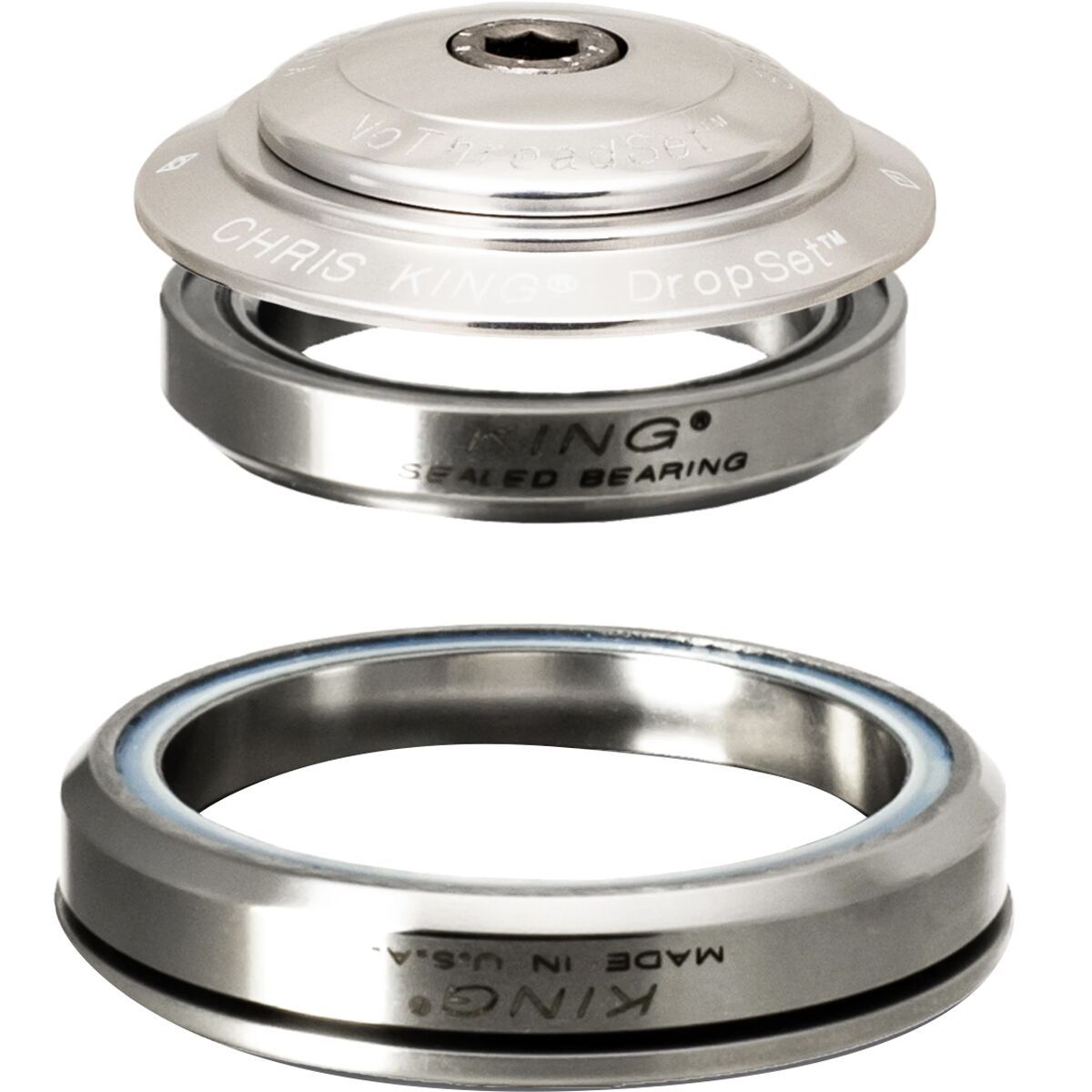 Image of Chris King DropSet 5 Headset Silver, 42mm Upper/52mm Lower