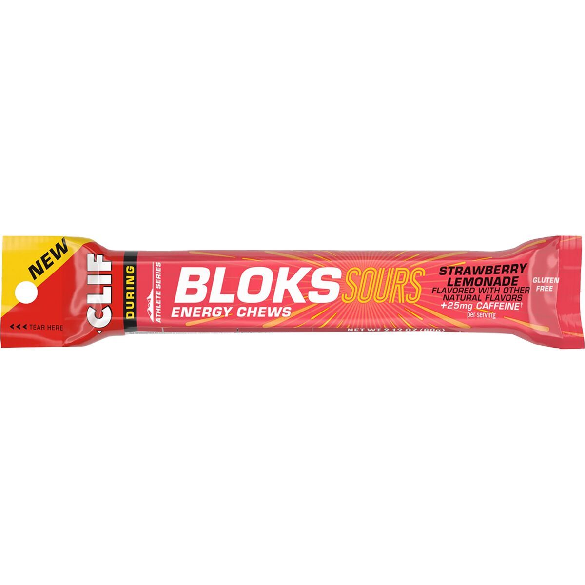 Clifbar Shot Bloks Sours Strawberry Lemonade with 25mg Caffeine, Box of 18