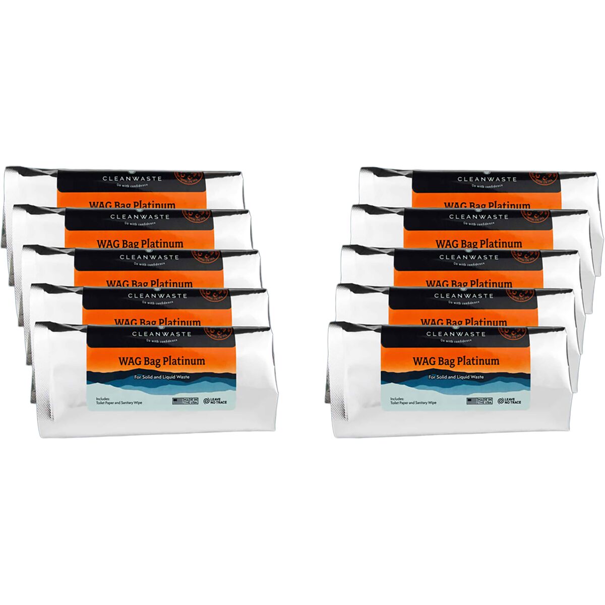 Cleanwaste Cleanwaste CW2 Wag Bag Platinum Kit - 10-Pack One Color, One Size