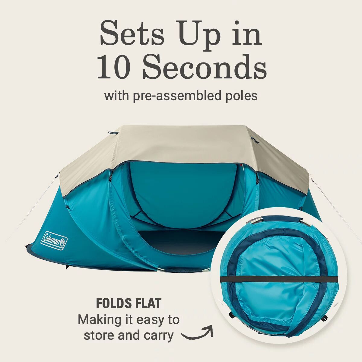 Coleman Camp Burst Pop Up Dark Room Tent: 2-Person 3-Season - Hike