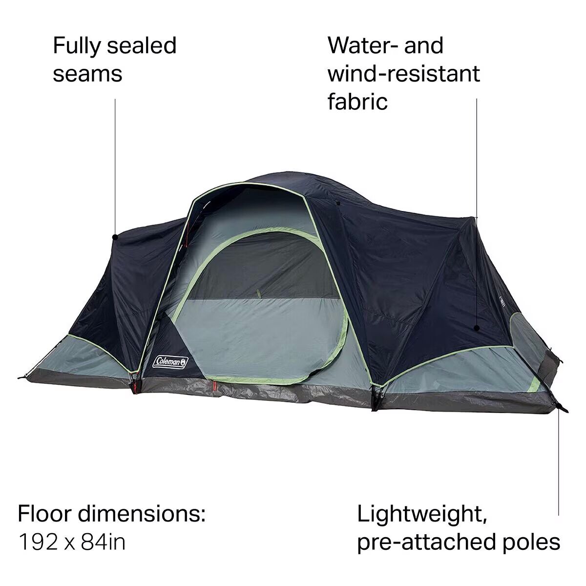 Coleman Skydome XL Tent: 8-Person 3-Season - Hike & Camp