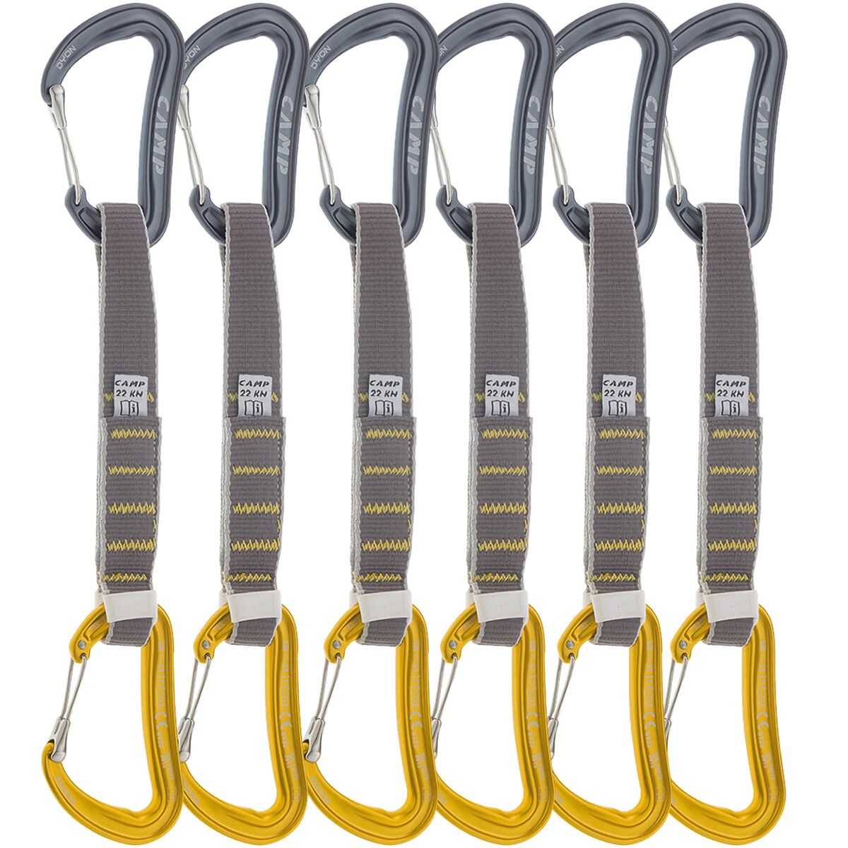 Image of CAMP USA Dyon Express KS Quickdraw - 6-Pack Gun Metal/Yellow, 12cm