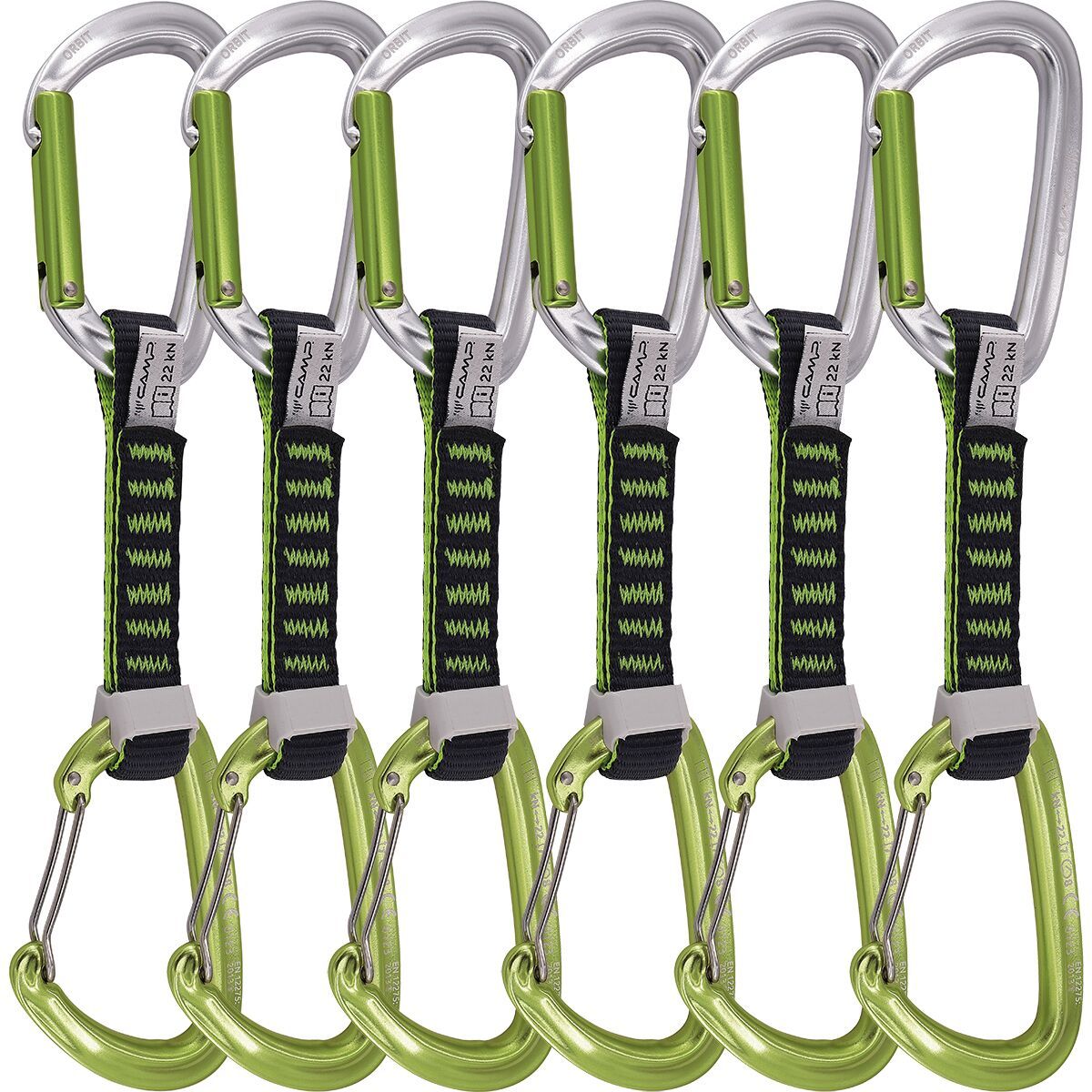 Image of CAMP USA Orbit Mixed Express KS Quickdraw - 6-Pack Titanium/Green, 12cm