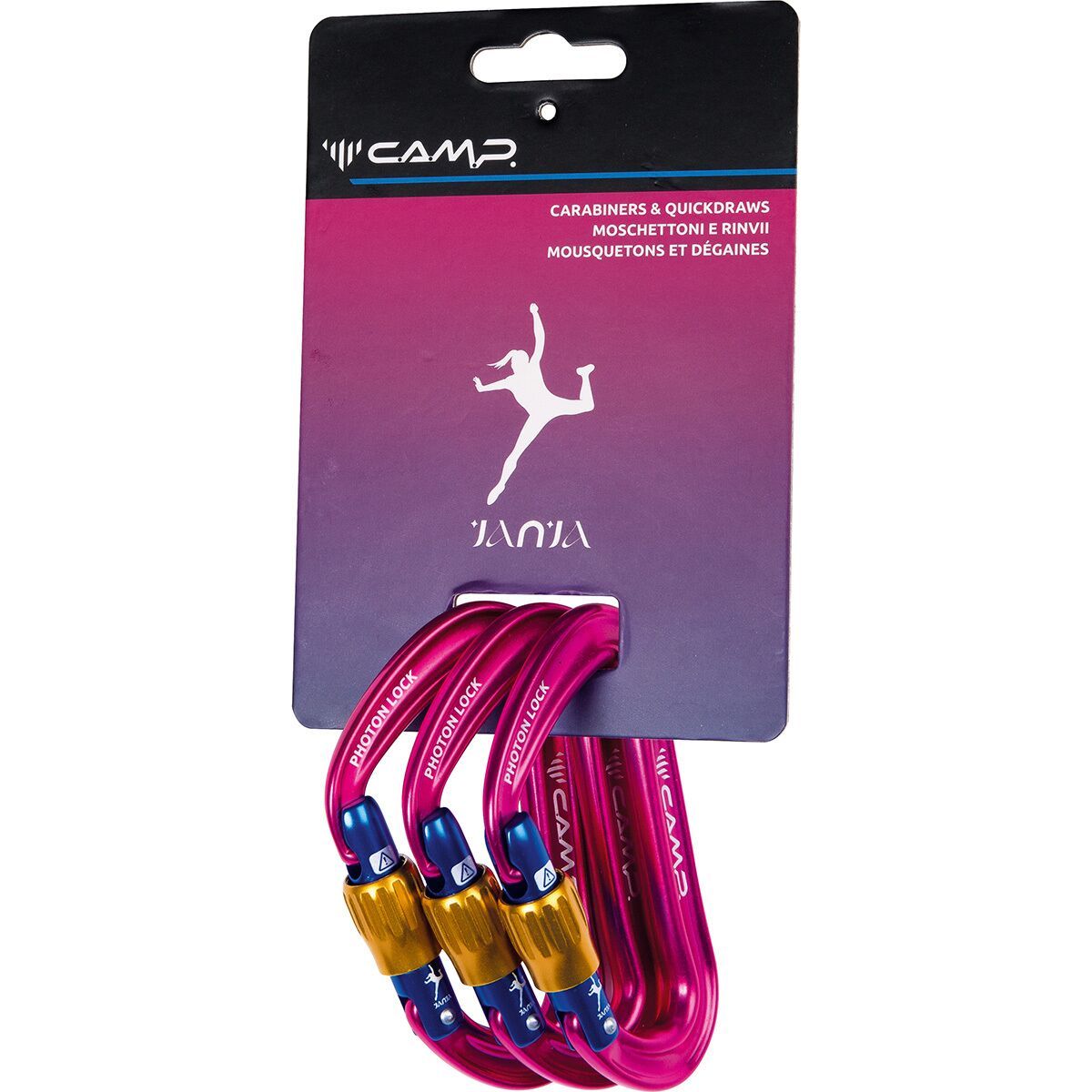 Image of CAMP USA Photon Lock Janja Carabiner - 3-Pack Fuchsia, One Size