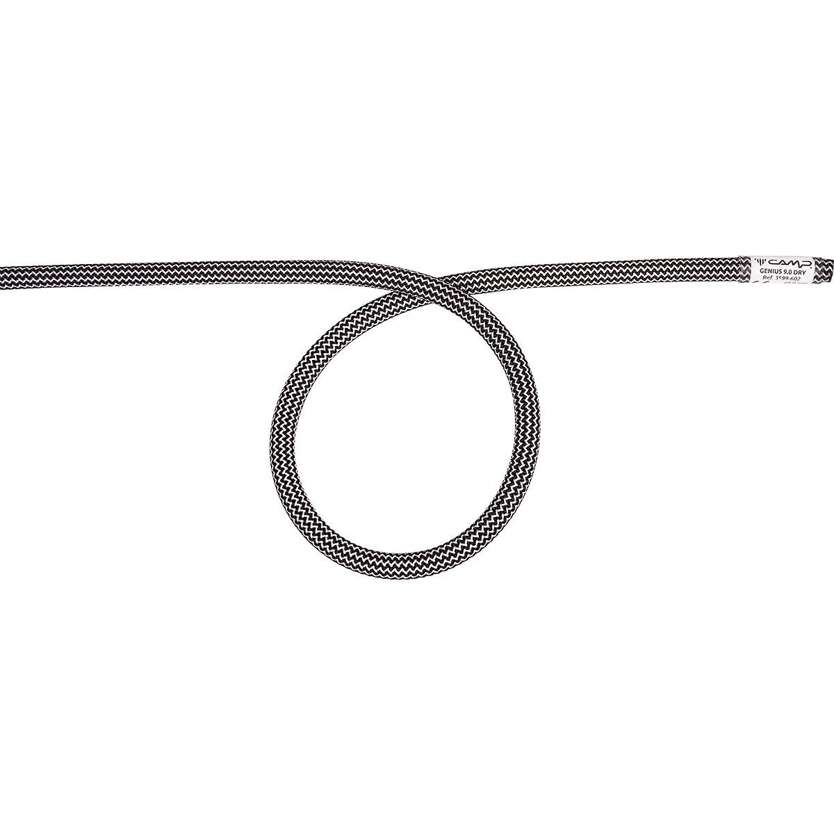 Image of CAMP USA Genius 9.0 Dry Climbing Rope - 9.0mm Black/White, 70m