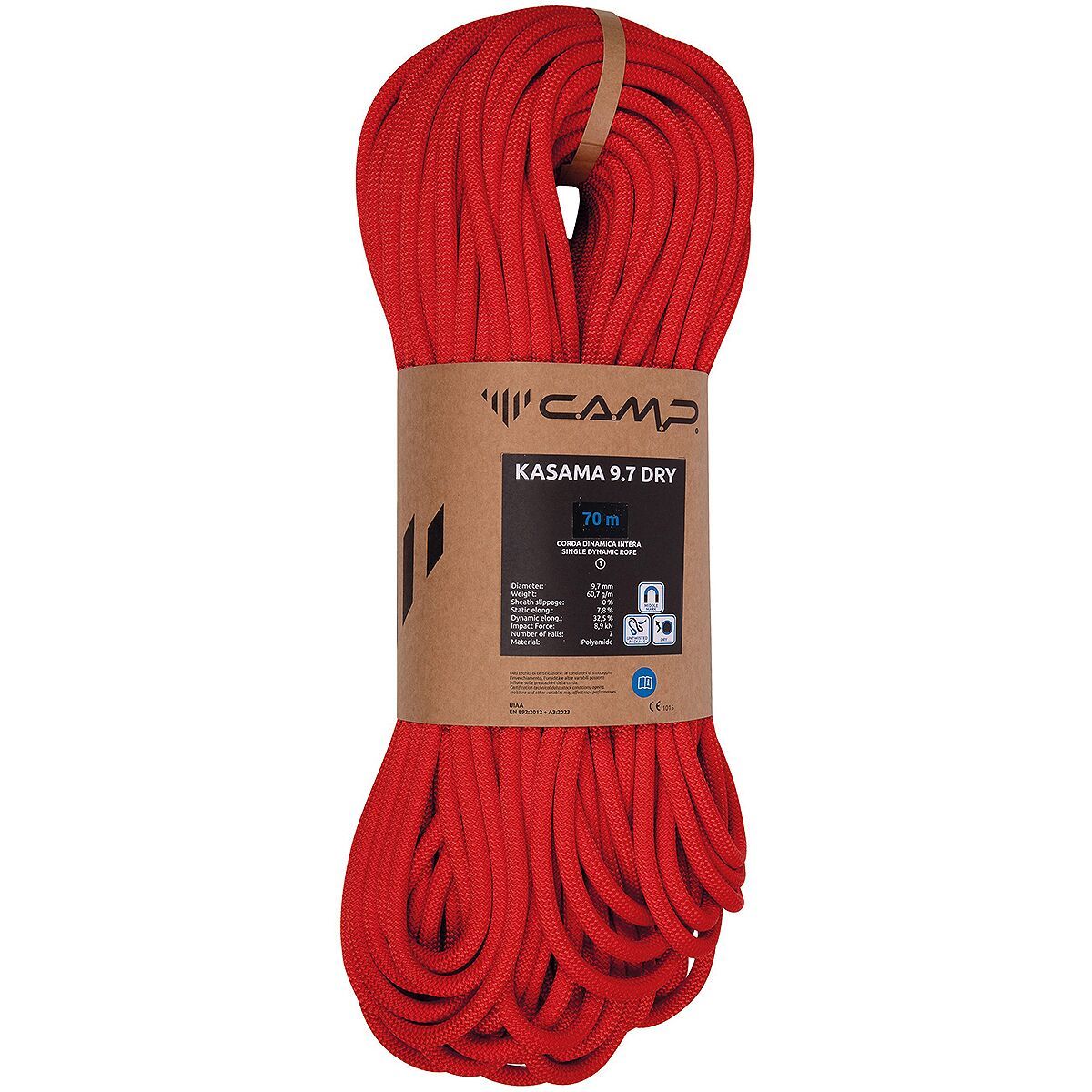 Image of CAMP USA Kasama 9.7 Climbing Rope - 9.7mm Red, 70m