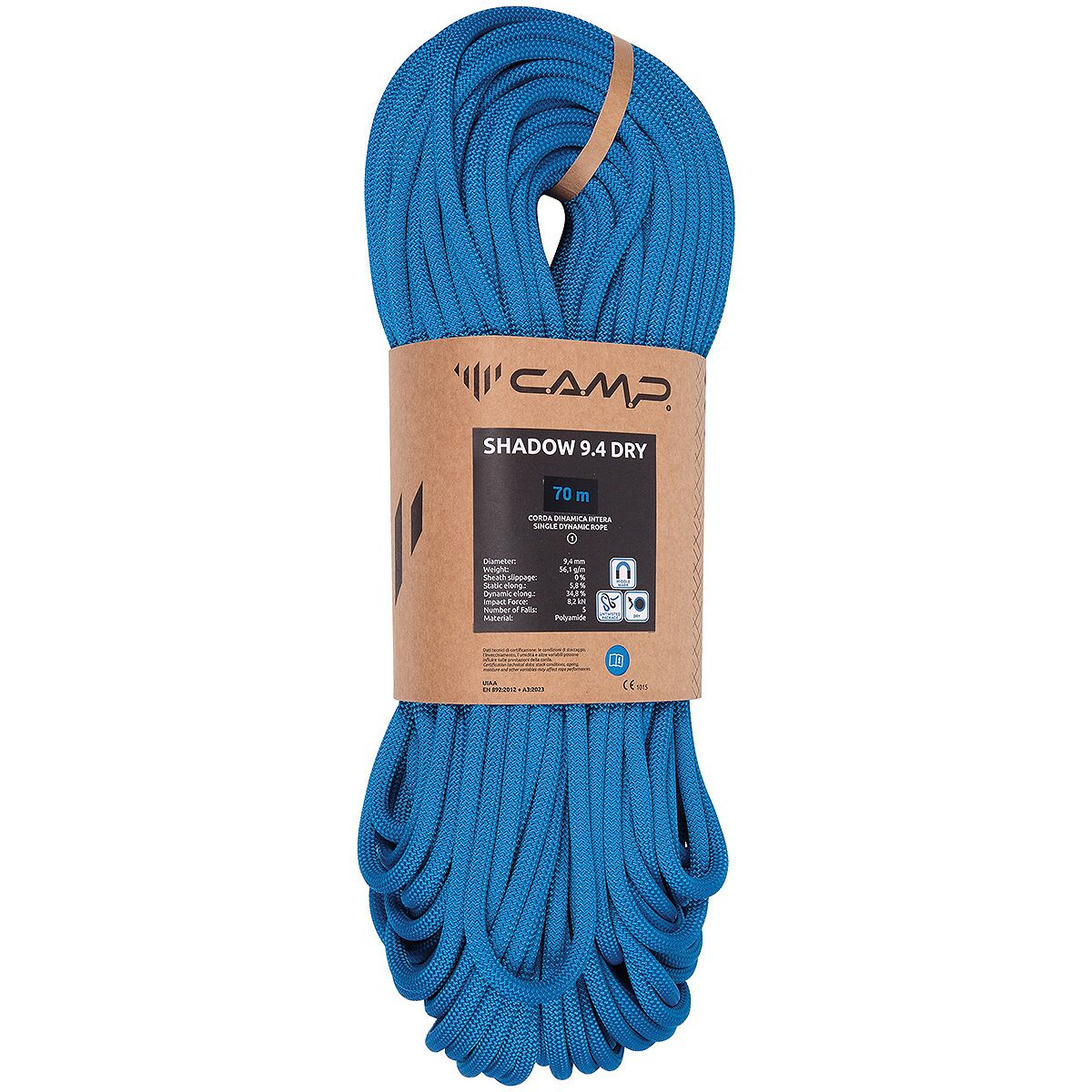 Image of CAMP USA Shadow 9.4 Climbing Rope - 9.4mm Blue, 70m