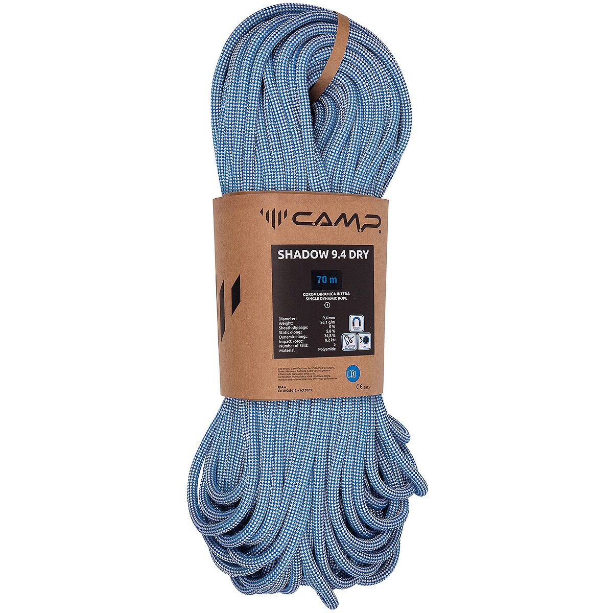 Image of CAMP USA Shadow 9.4 Climbing Rope - 9.4mm Blue/White, 70m