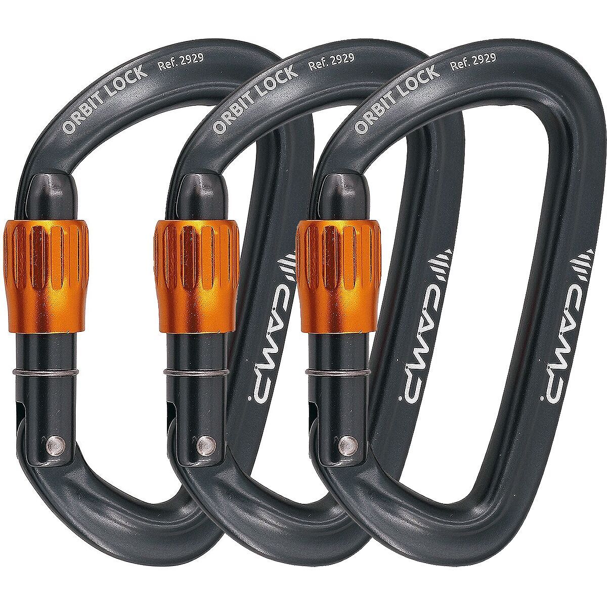 Image of CAMP USA Orbit Locking Carabiner - 3-Pack Gun metal, One Size