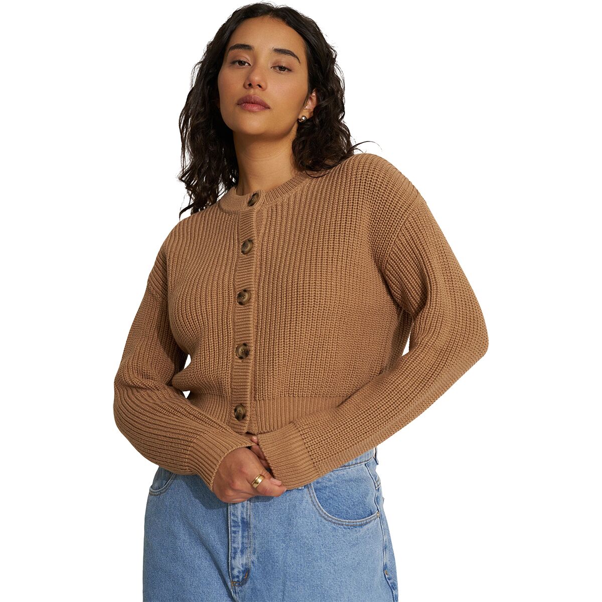 Image of Callahan The Cropped Cardi - Women's Camel, M