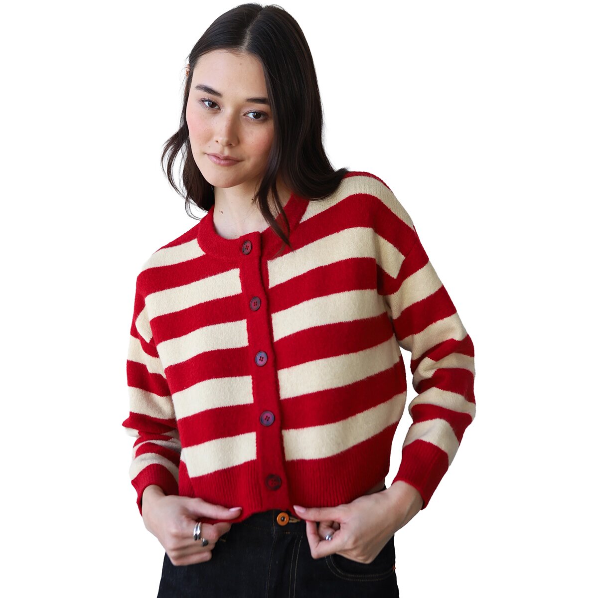 Image of Callahan Fiona Cardigan - Women's Cherry Stripe, S