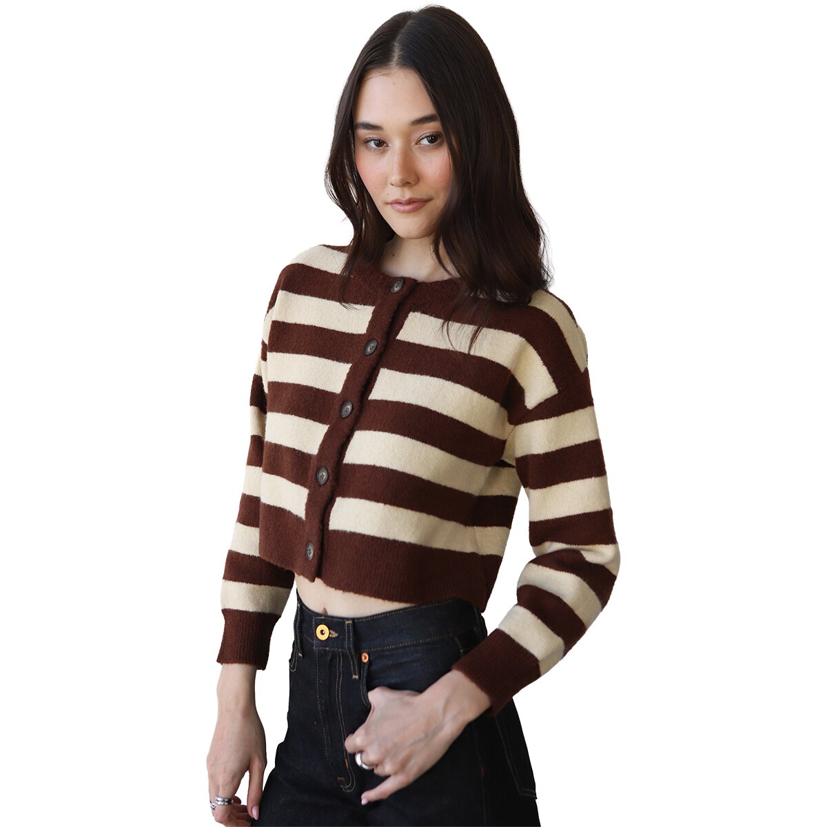Image of Callahan Fiona Cardigan - Women's Chocolate Stripe, L