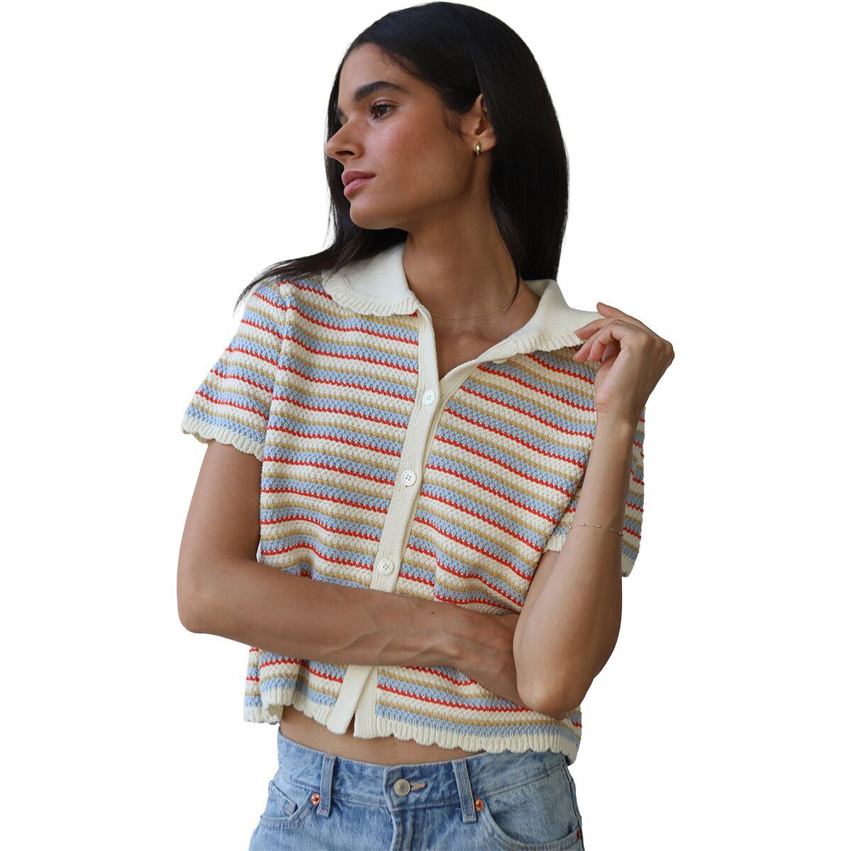 Image of Callahan Mai Crochet Polo - Women's Creme, XL