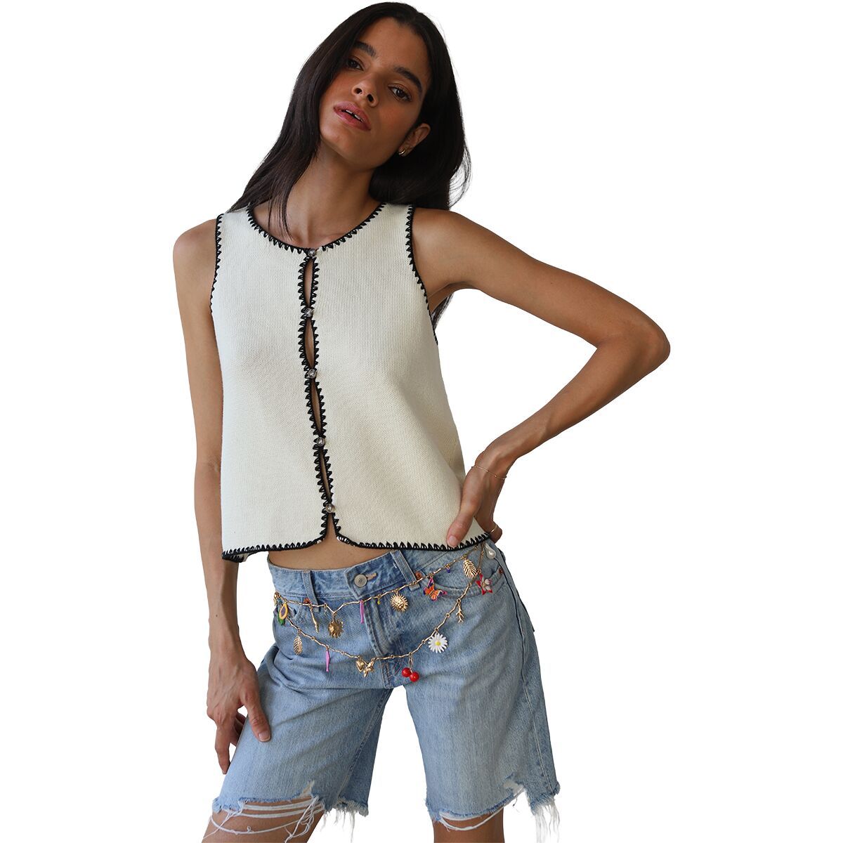 Image of Callahan Mala Knit Stitch Tank Top - Women's Creme, L