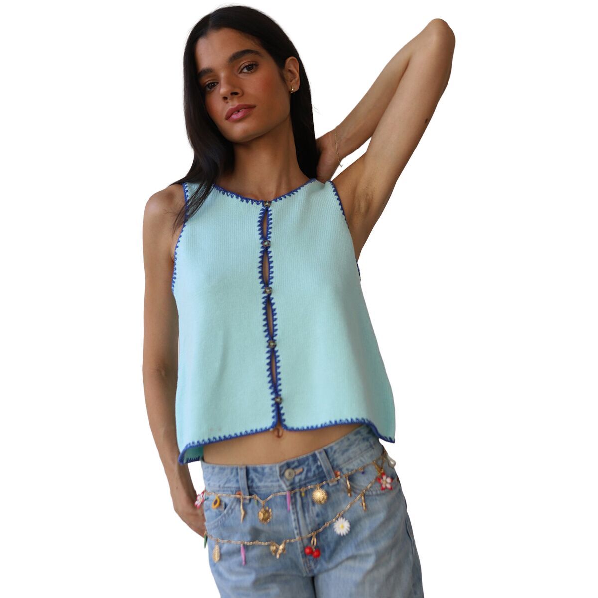Image of Callahan Mala Knit Stitch Tank Top - Women's Light Blue, XS