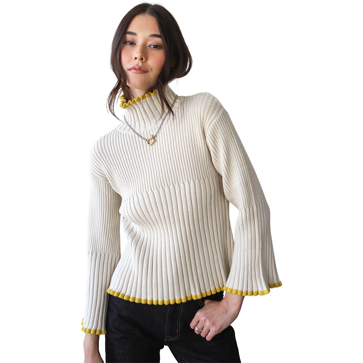 Image of Callahan Rue Rib Turtleneck Sweater - Women's Creme, S