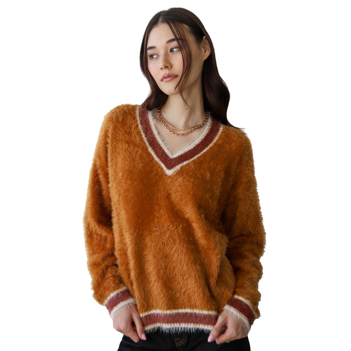 Image of Callahan Tina V-Neck Pullover Sweater - Women's Bronze, L