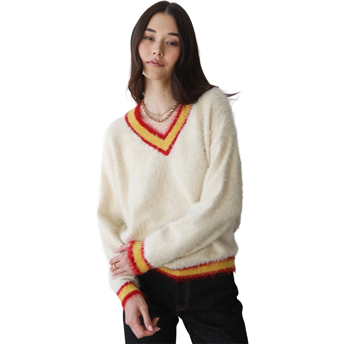 Image of Callahan Tina V-Neck Pullover Sweater - Women's Creme, S
