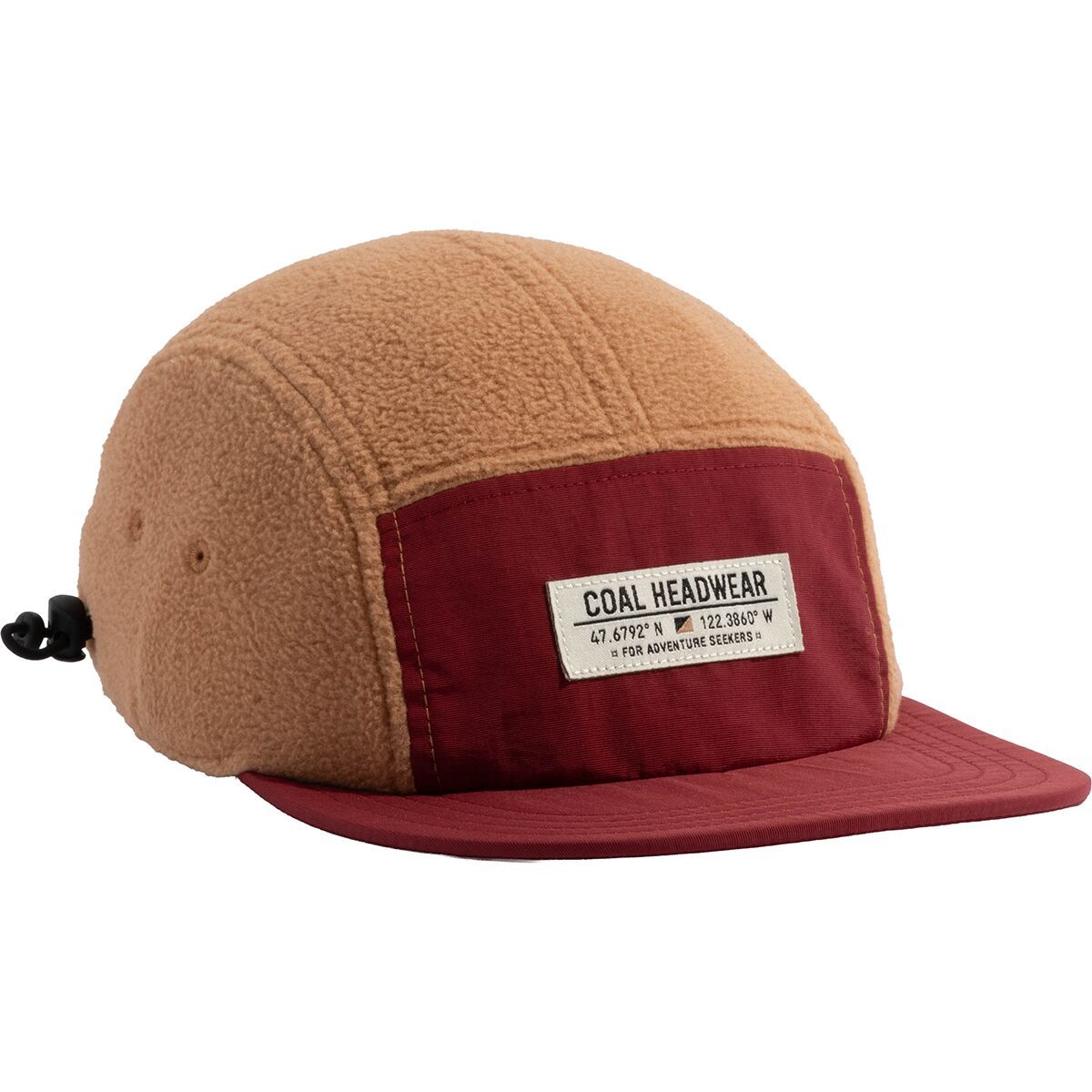 Image of Coal Headwear Bridger 5-Panel Hat Burgundy/Light Brown, One Size