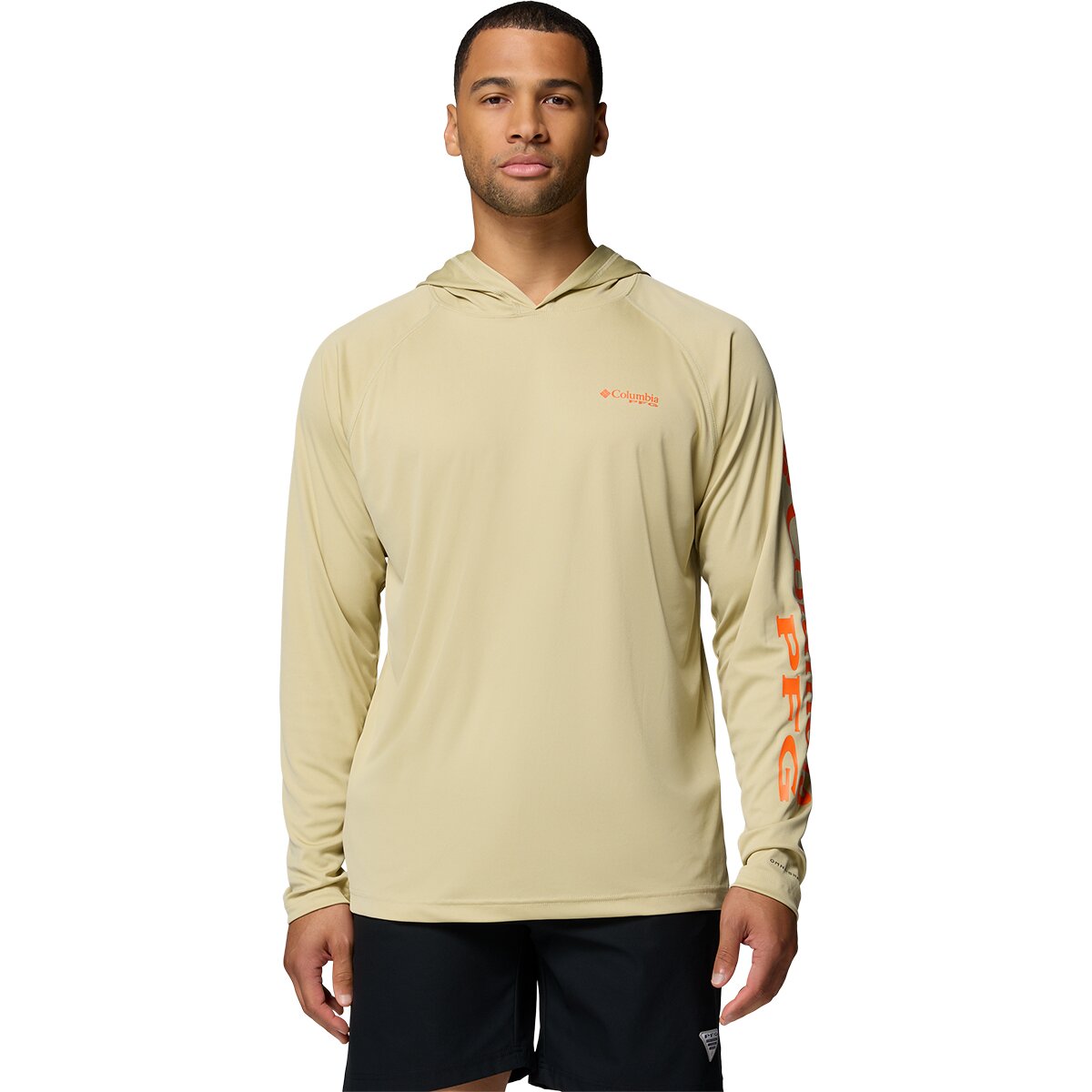 Image of Columbia Terminal Tackle Pullover Hoodie - Men's Serpentine/Spark Orange Logo, L