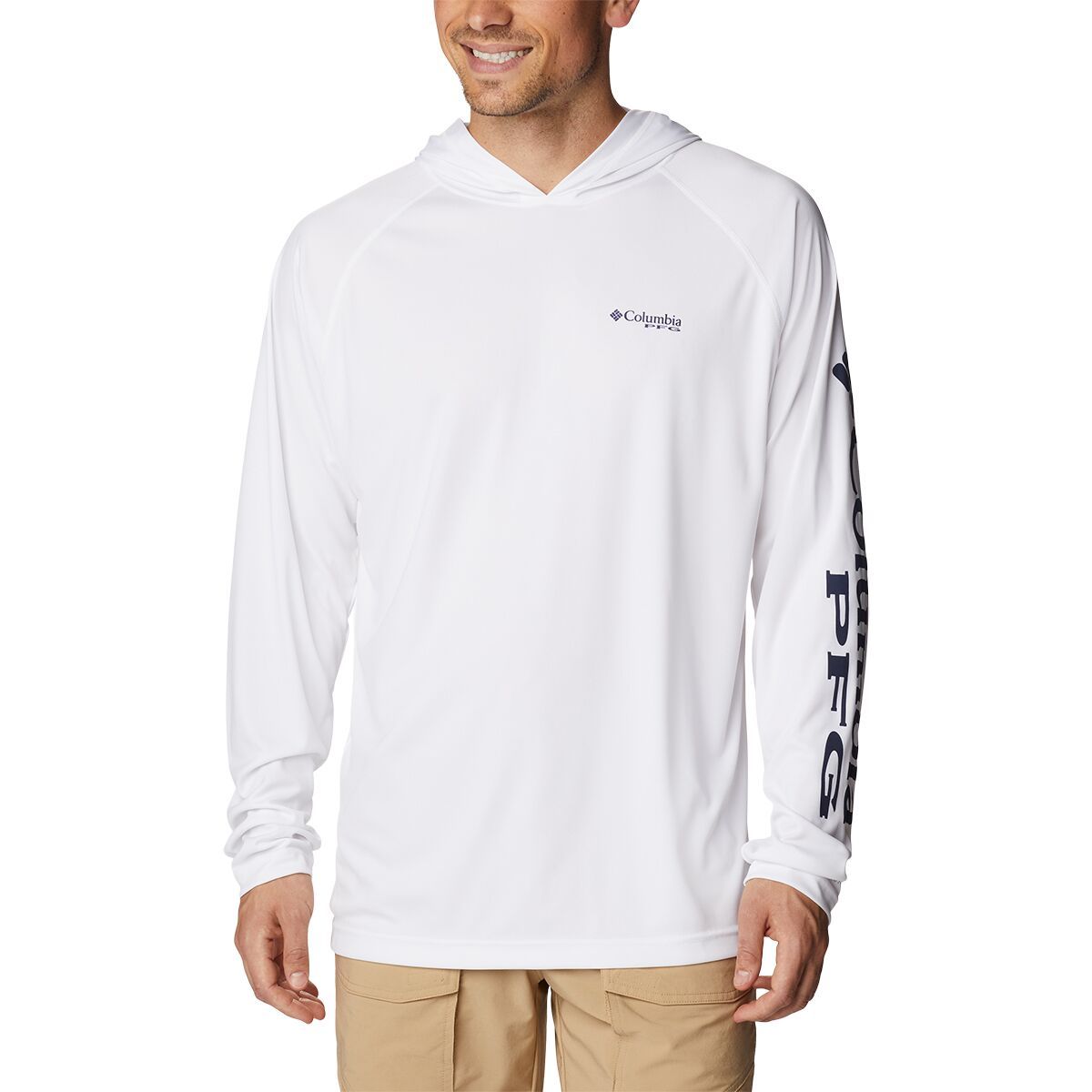 Image of Columbia Terminal Tackle Pullover Hoodie - Men's White/Nightshade Logo, XXL