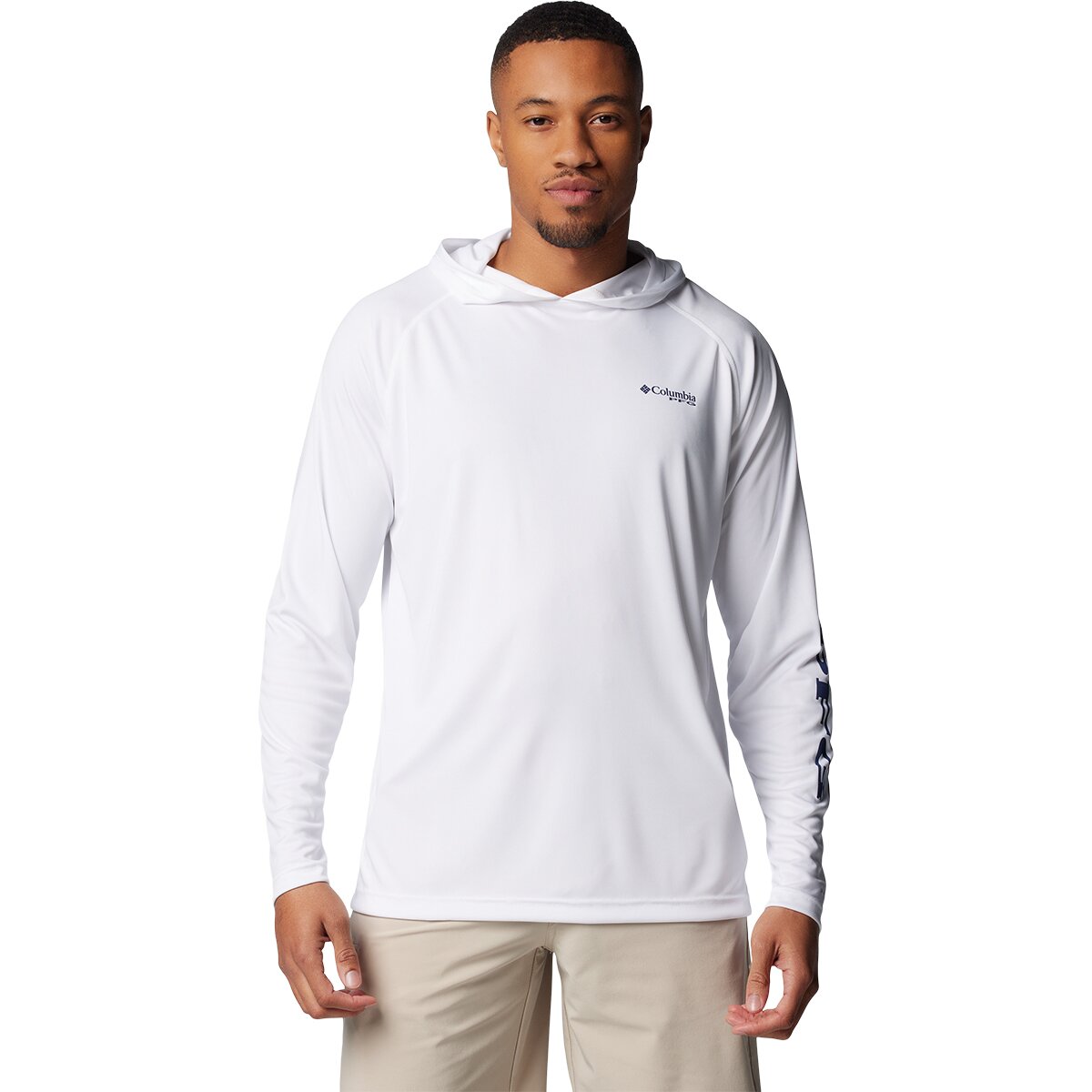 Image of Columbia Terminal Tackle Pullover Hoodie - Men's White/Nightshade Logo, M