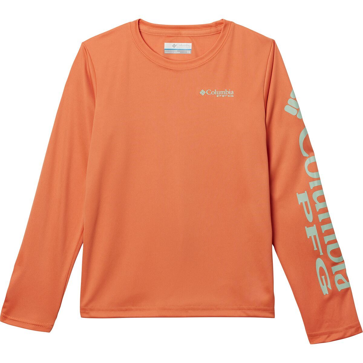 Columbia Terminal Tackle Long-Sleeve Shirt - Boys' Dusty Orange/New Mint Logo, M