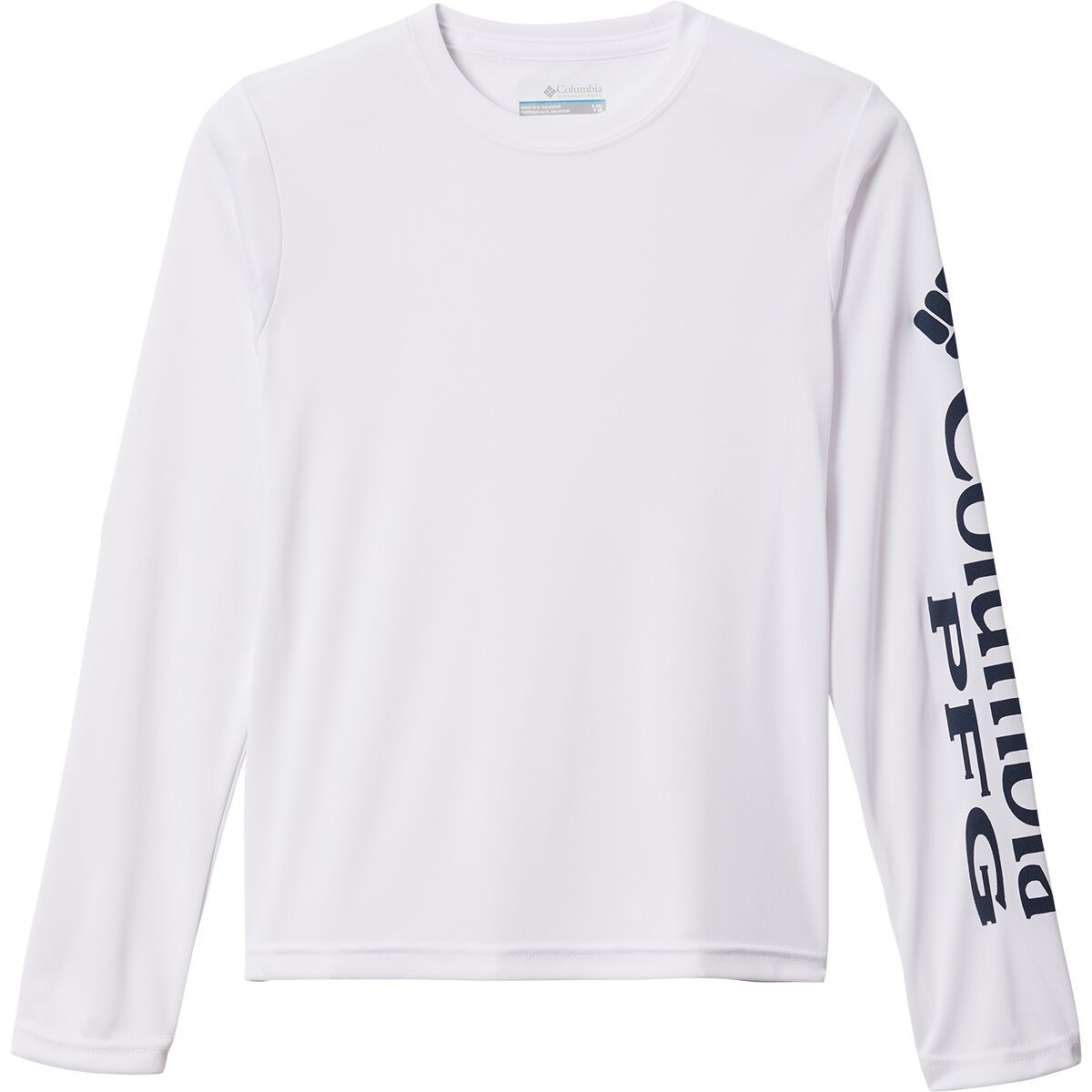 Columbia Terminal Tackle Long-Sleeve Shirt - Boys' White/Collegiate Navy Logo, M