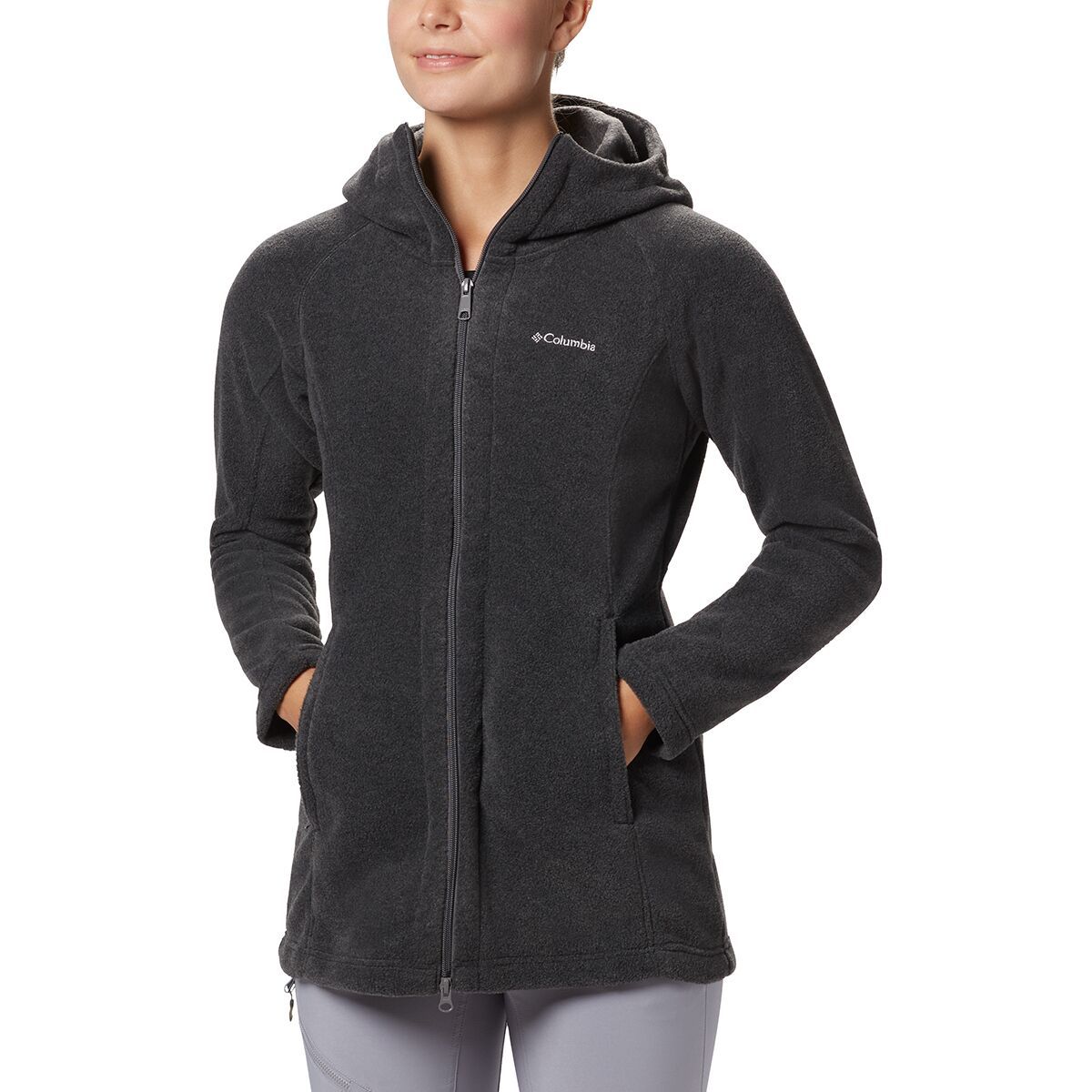 Columbia Benton Springs II Long Hooded Fleece Jacket - Women's Charcoal Heather, XL