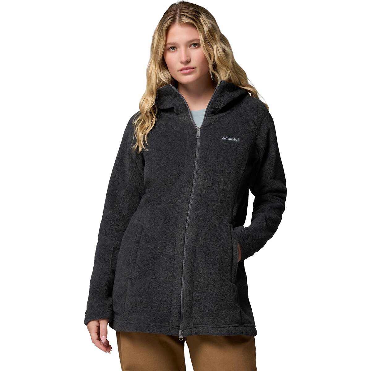 Image of Columbia Benton Springs II Long Hooded Fleece Jacket - Women's Charcoal Heather, XS