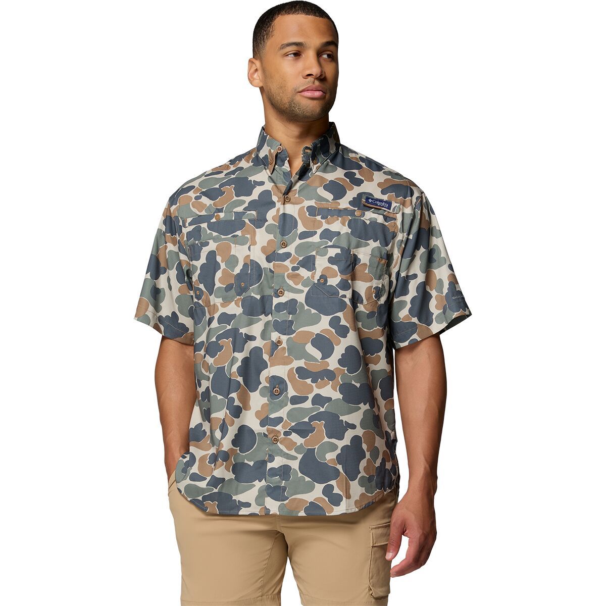Image of Columbia Super Tamiami Shirt - Short-Sleeve - Men's Fossil Delta Hunter Camo, L