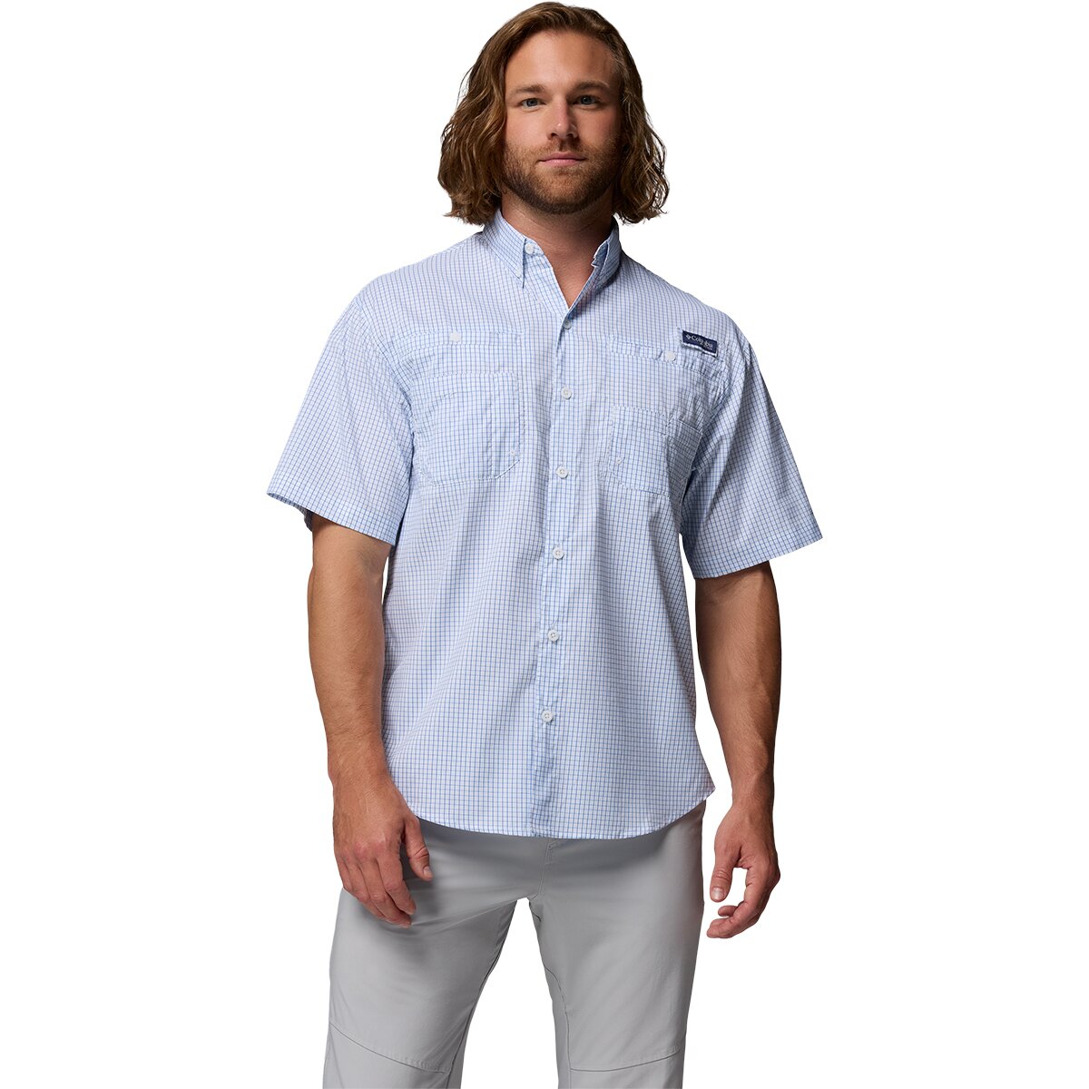 Image of Columbia Super Tamiami Shirt - Short-Sleeve - Men's Vivid Blue Multi Gingham, L