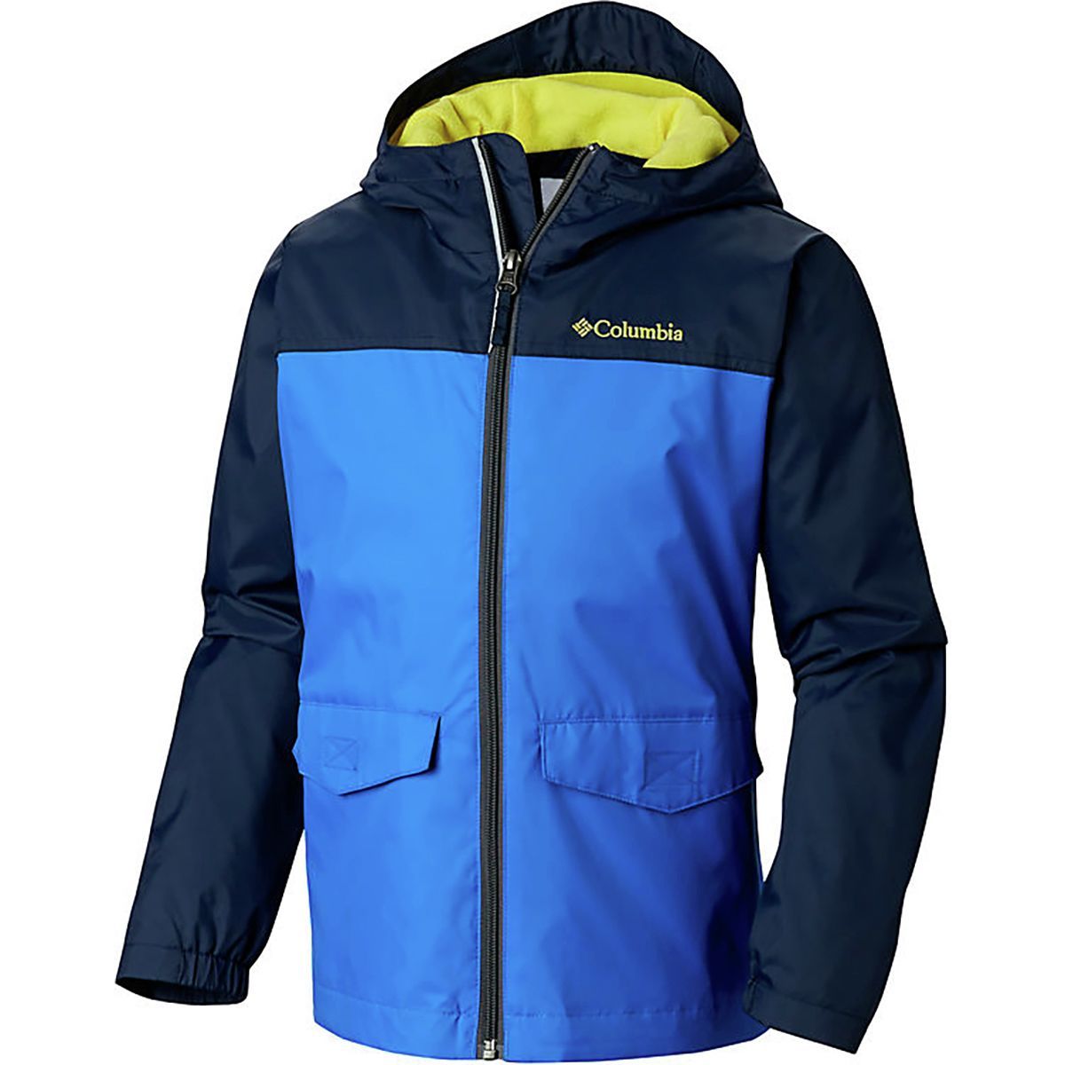 Columbia Rain-Zilla Jacket - Boys' Super Blue/Collegiate Navy/Yellow, XS